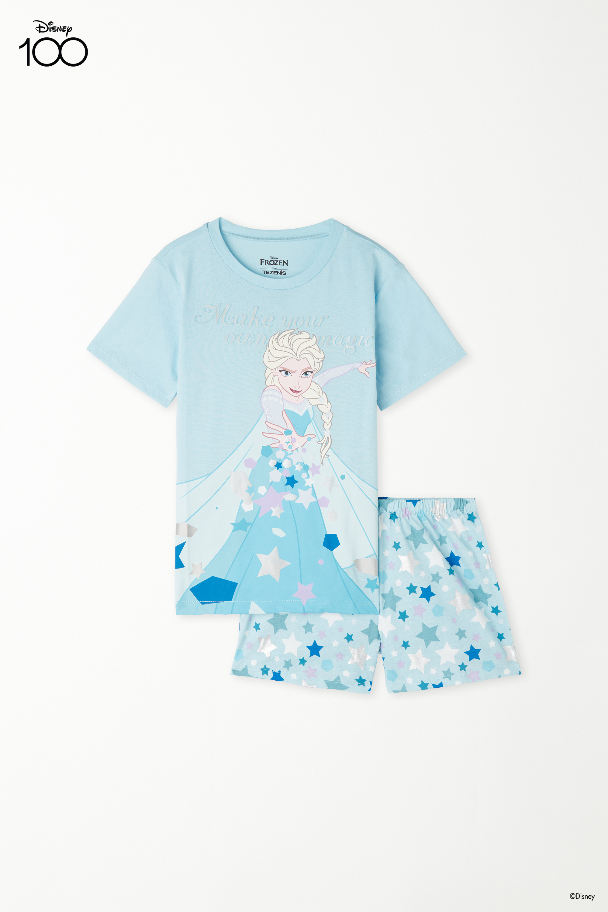 Pijama Curto em Algodão Estampado Disney Frozen Elsa