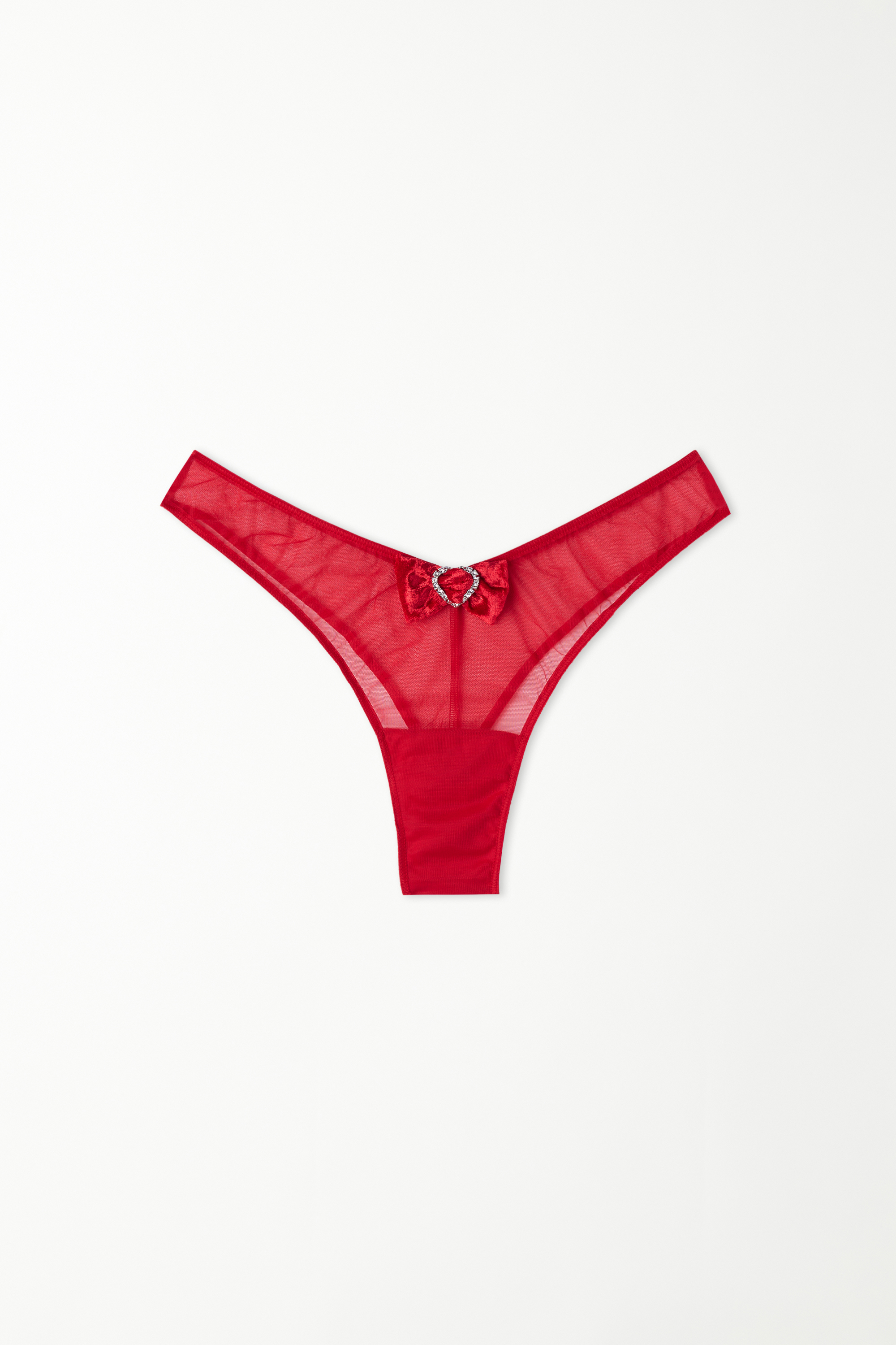 High-Cut Tulle Brazilian Panties with Velvet Bow