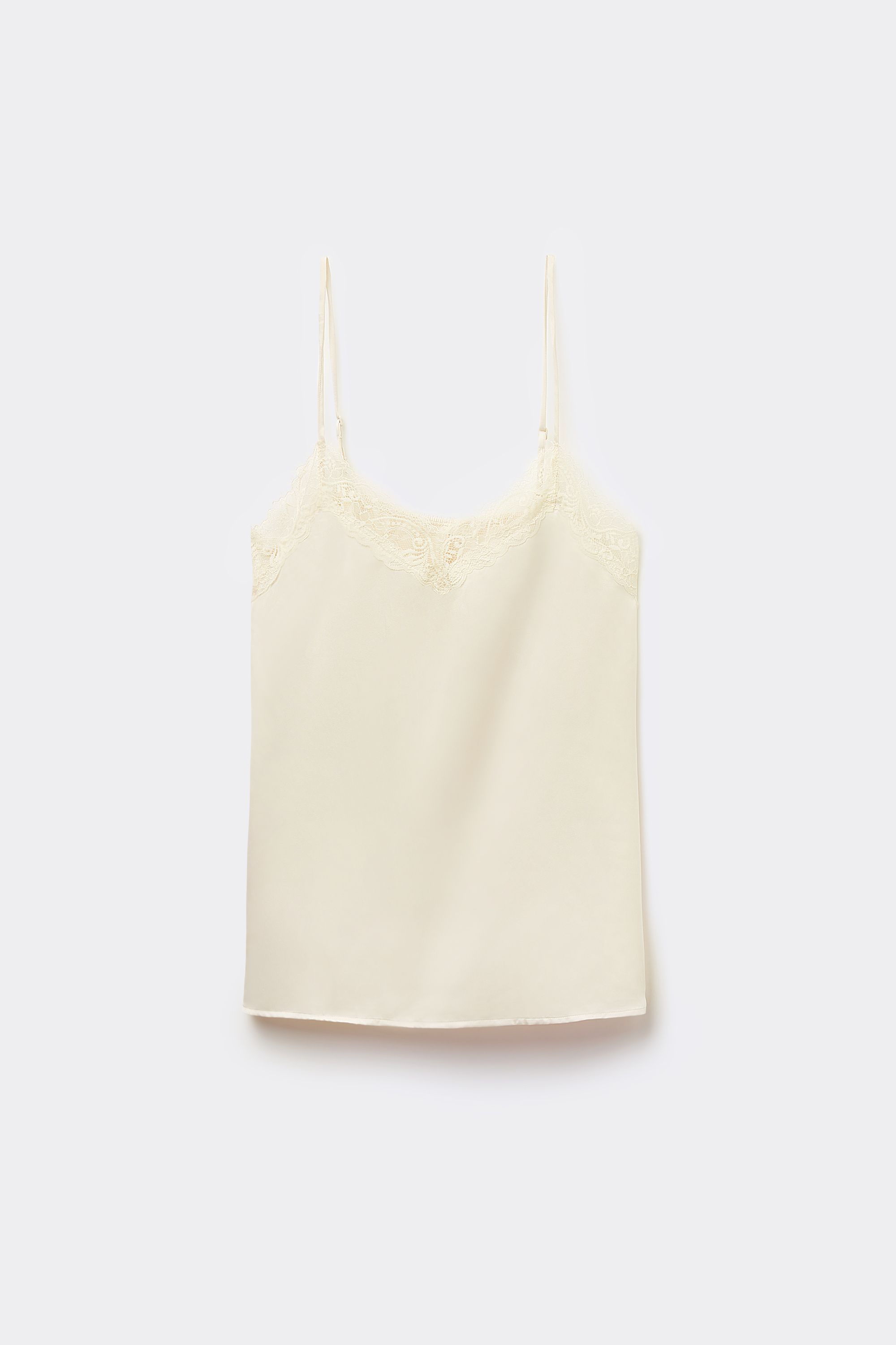 Satin and Lace Spaghetti Strap Tank Top