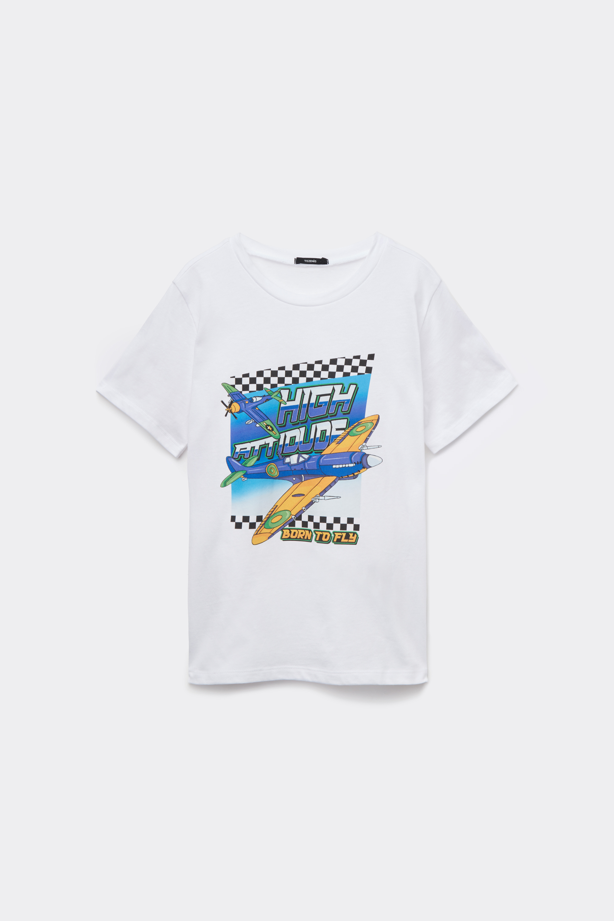 Camiseta con Cuello Redondo de Algodón con Estampado