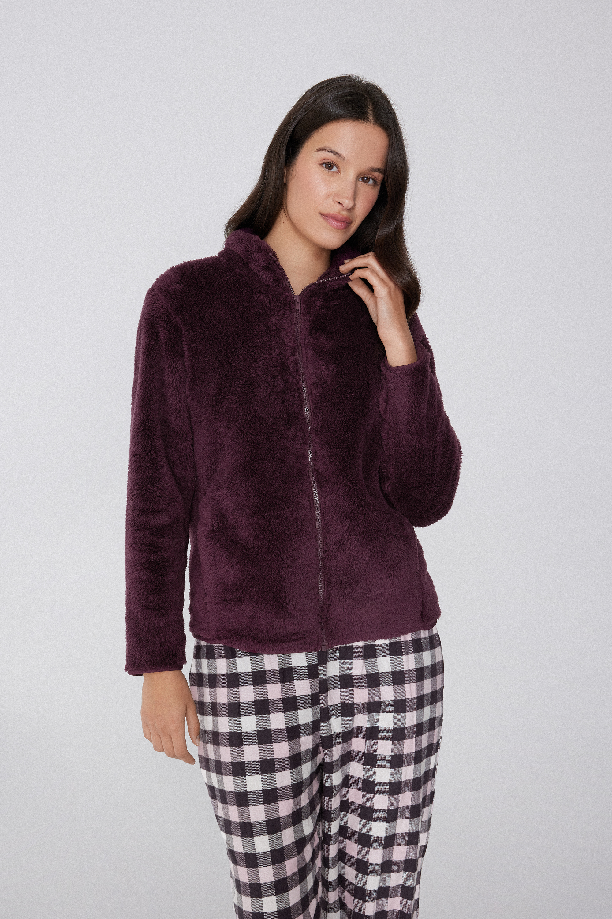 Teddy-Jacke mit Reißverschluss