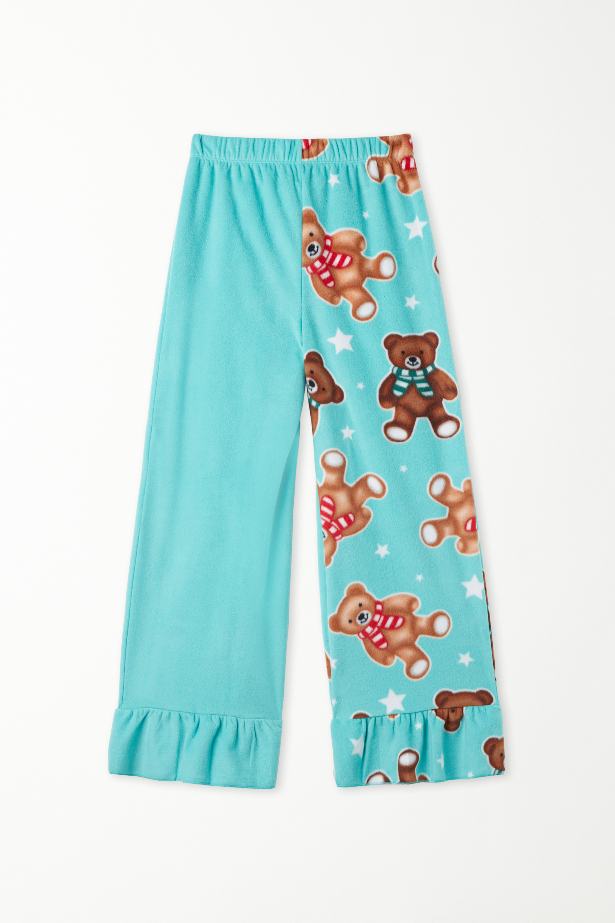 Pantaloni Lunghi in Pile con Ruches