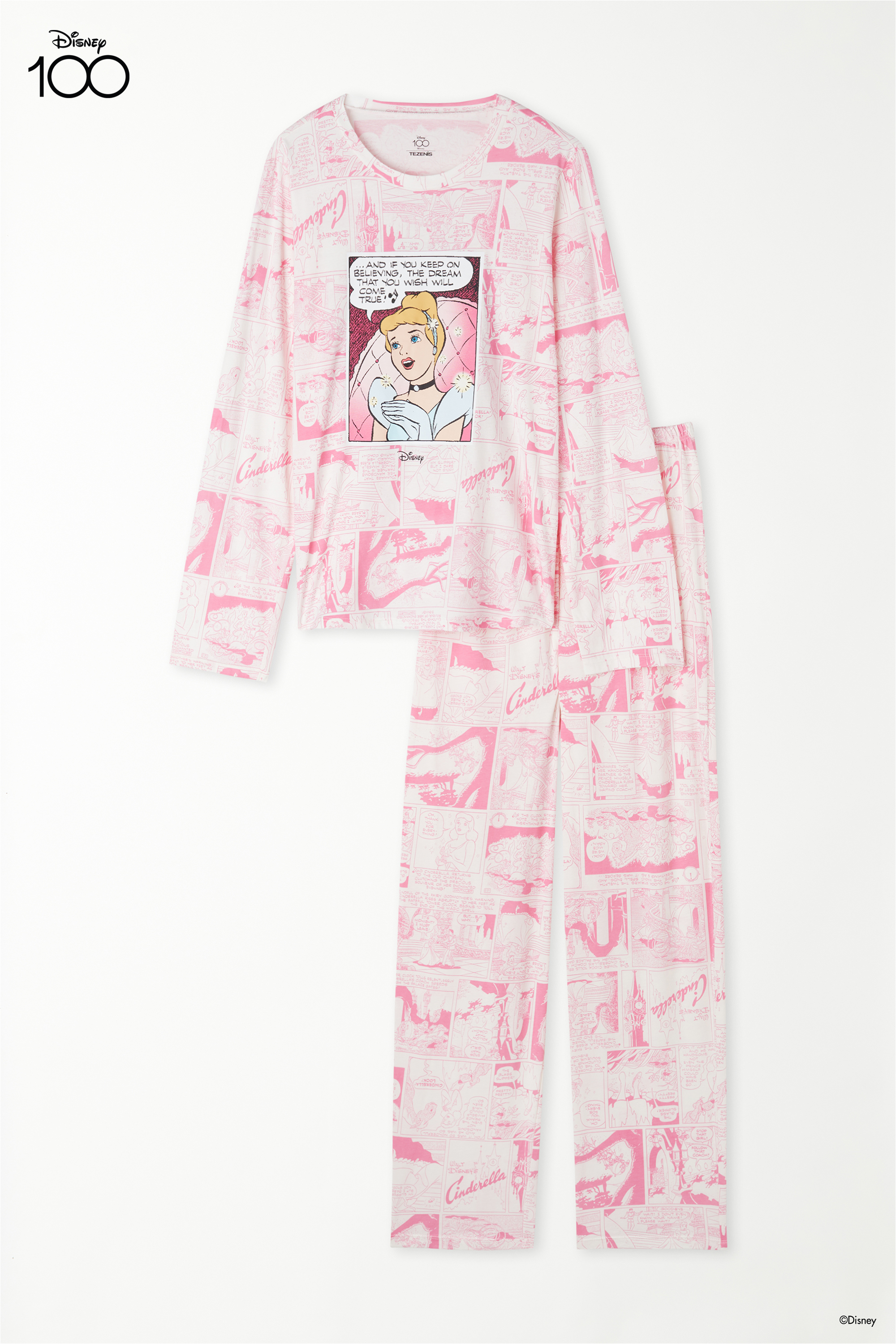 Pyjama Long Coton avec Imprimé Disney 100