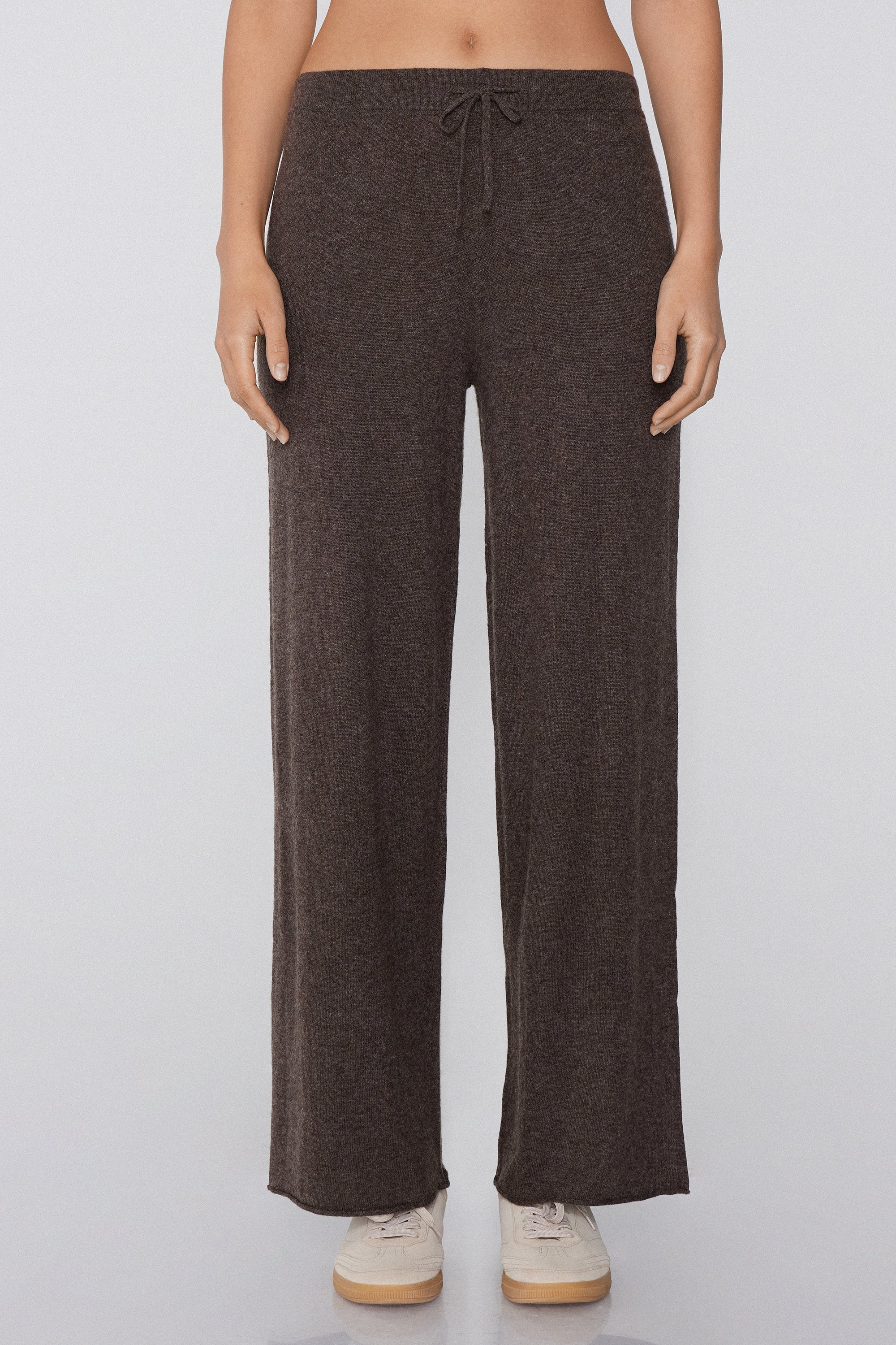 Pantalon Palazzo Épais avec Laine