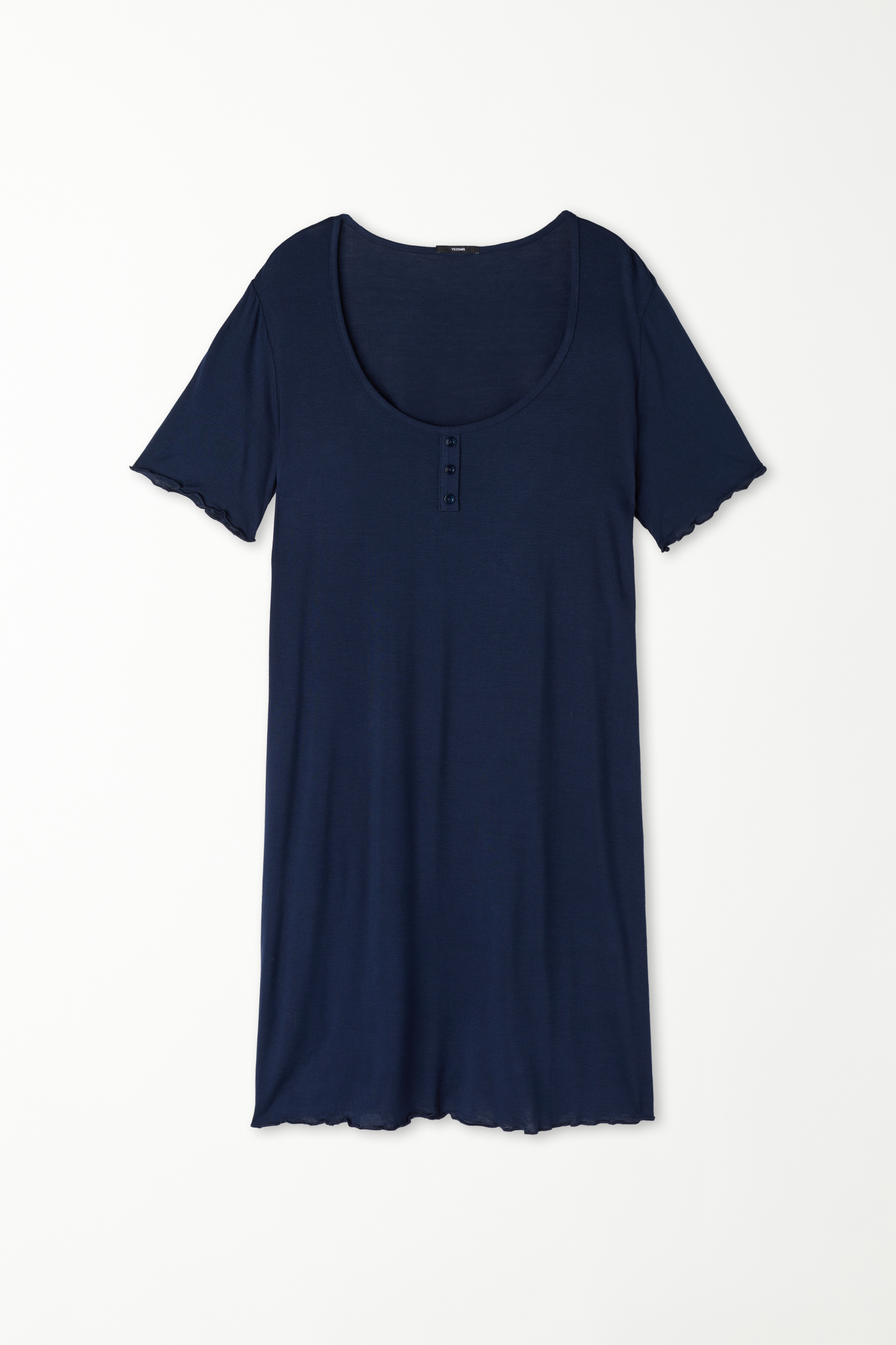 Short Sleeve Viscose Nightdress with Buttons