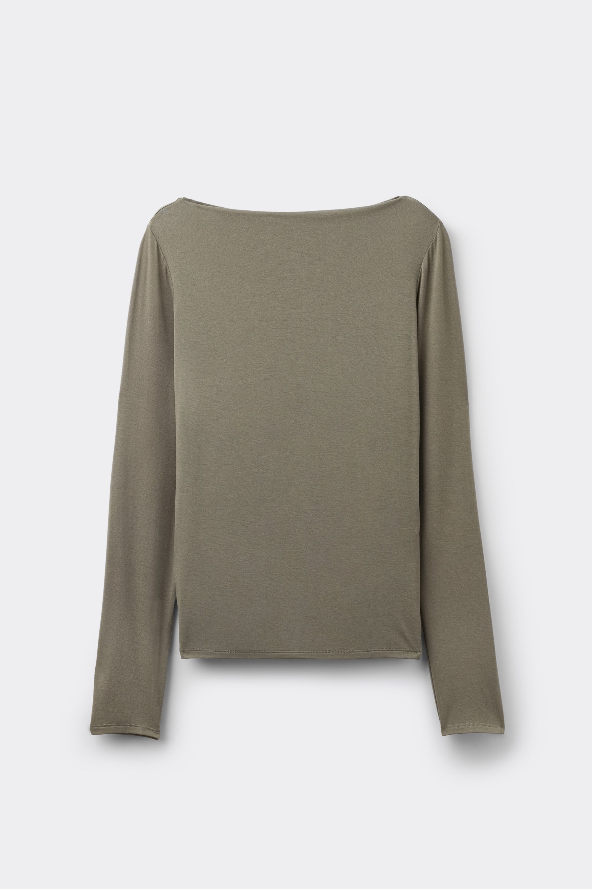 Long-Sleeved Viscose Boat-Neck Top