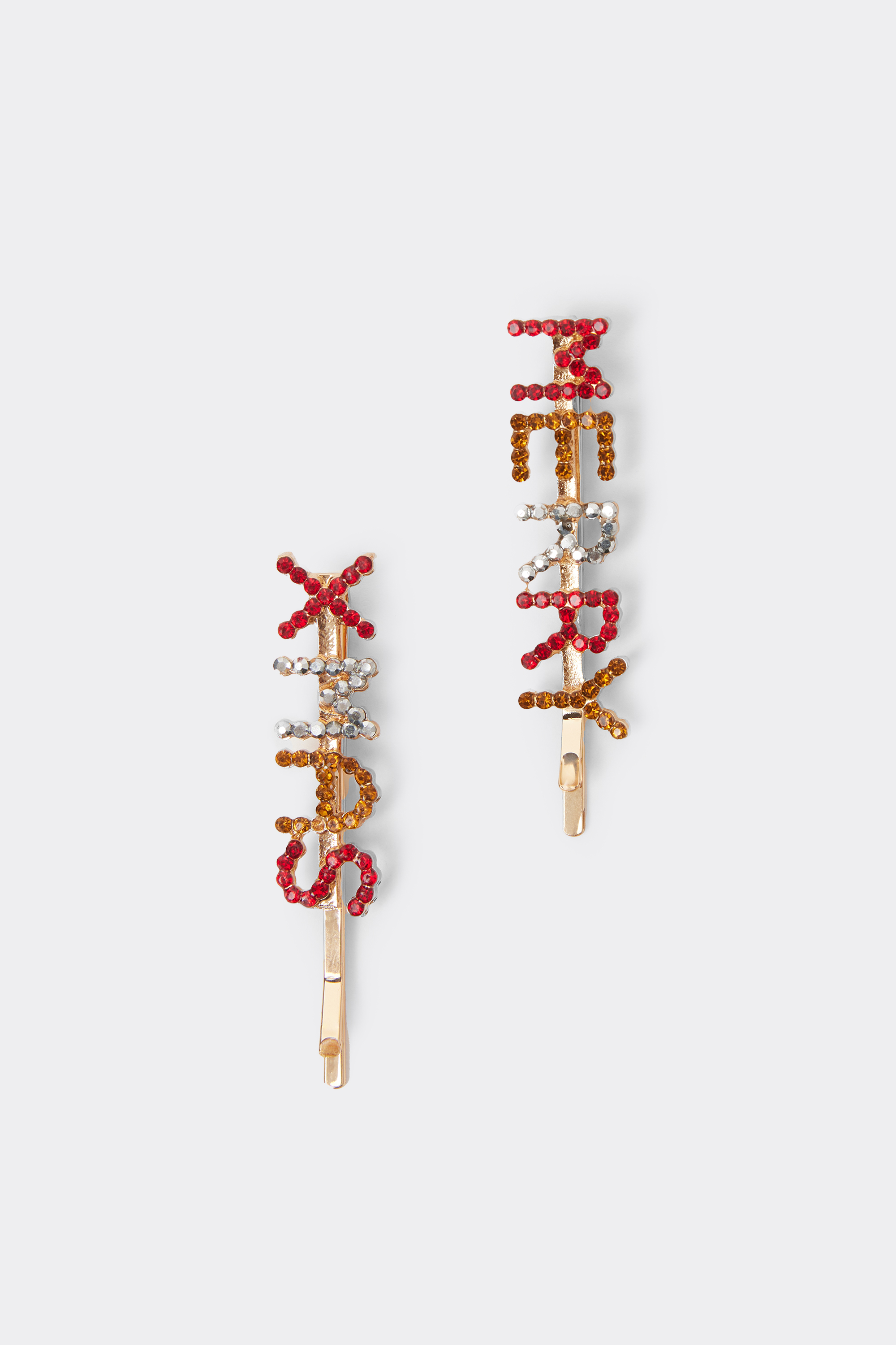Set of 2 Merry Xmas Rhinestone Hair Clips