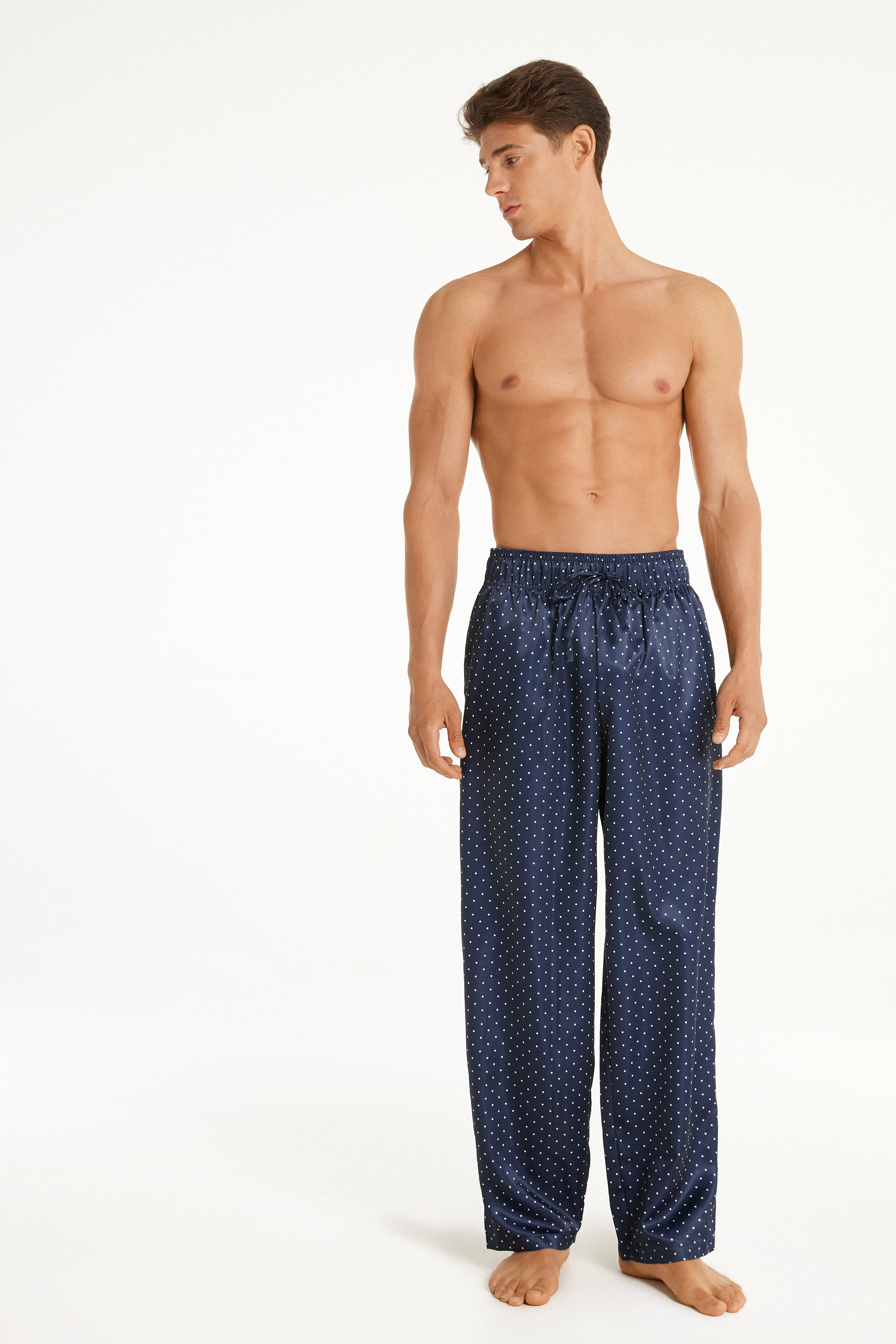 Pantalon en Satin avec Poches et Cordon de Serrage