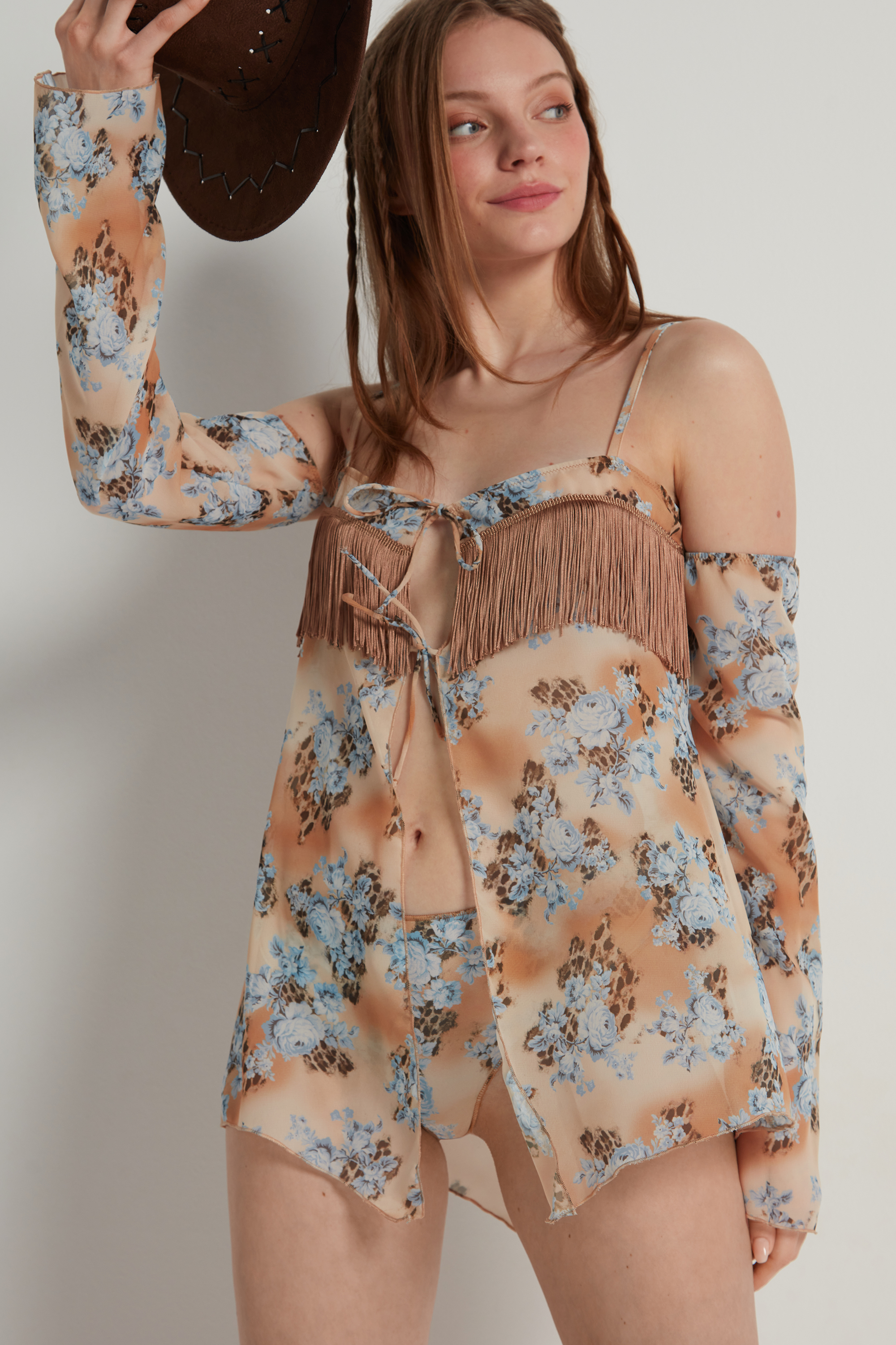 Country Flowers Chemise with Sleeves