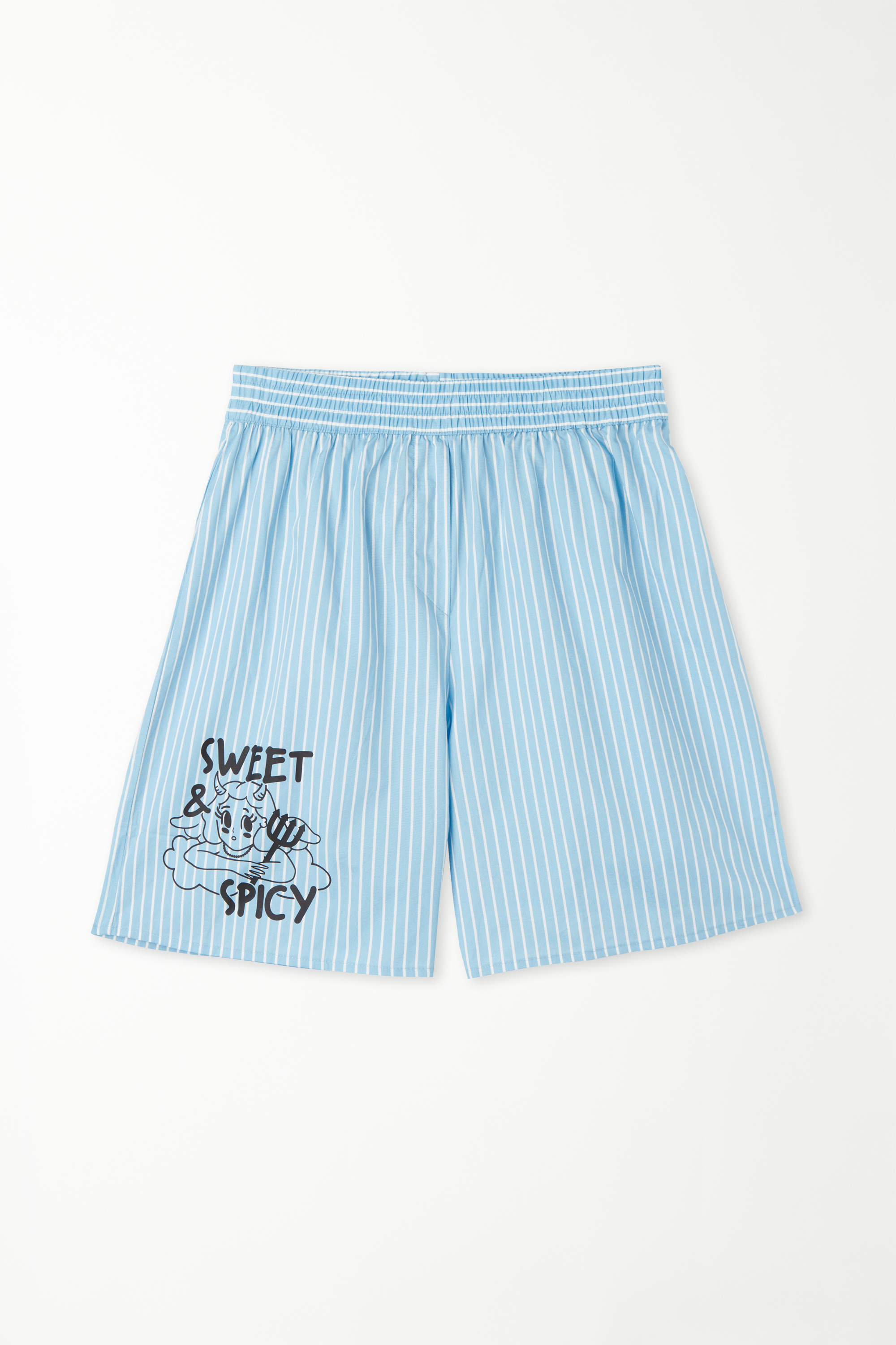 Oversized Striped Shorts with Text