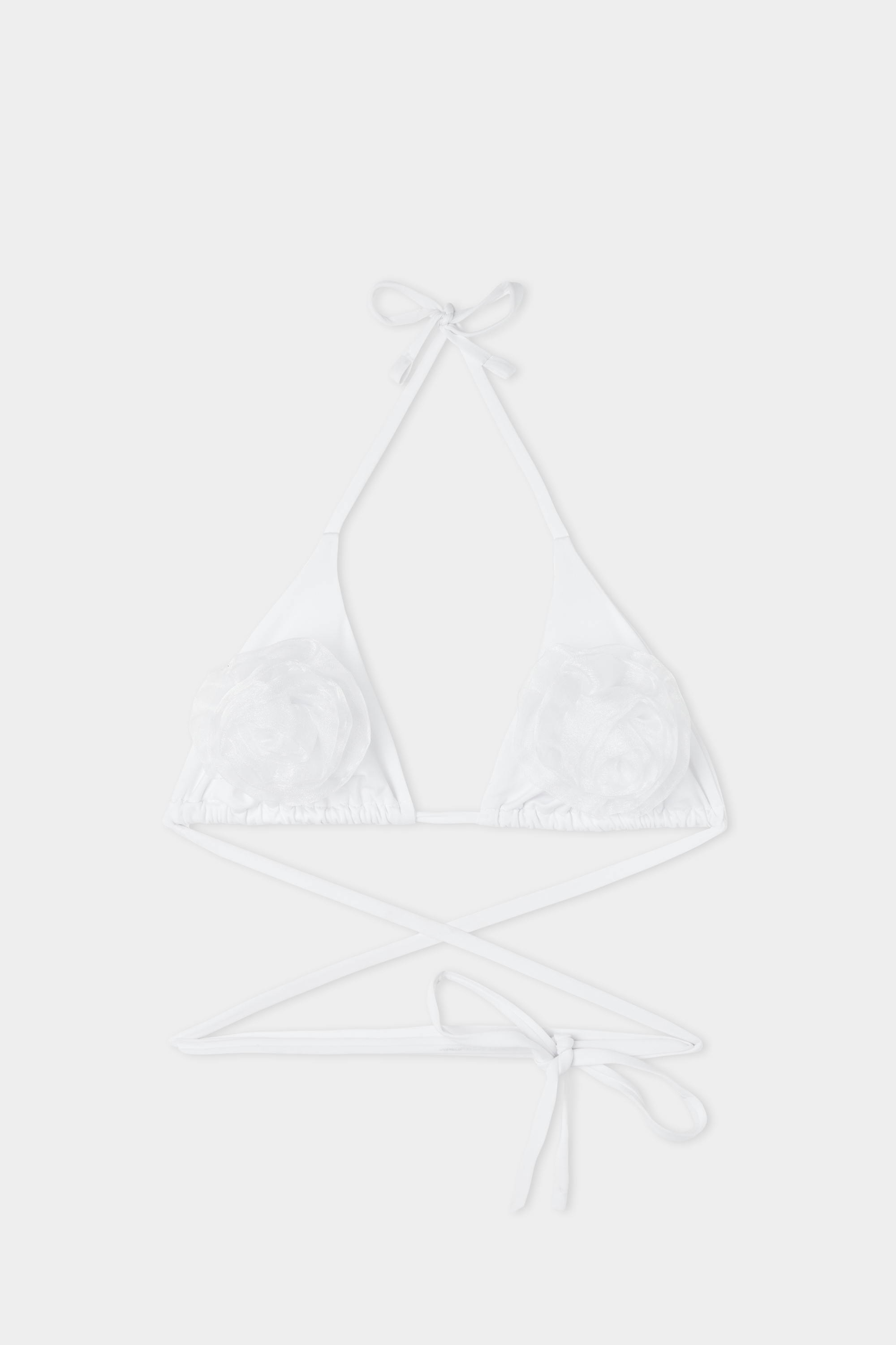 White 3D Rose Triangle Bikini Top - Triangle - Women | Tezenis