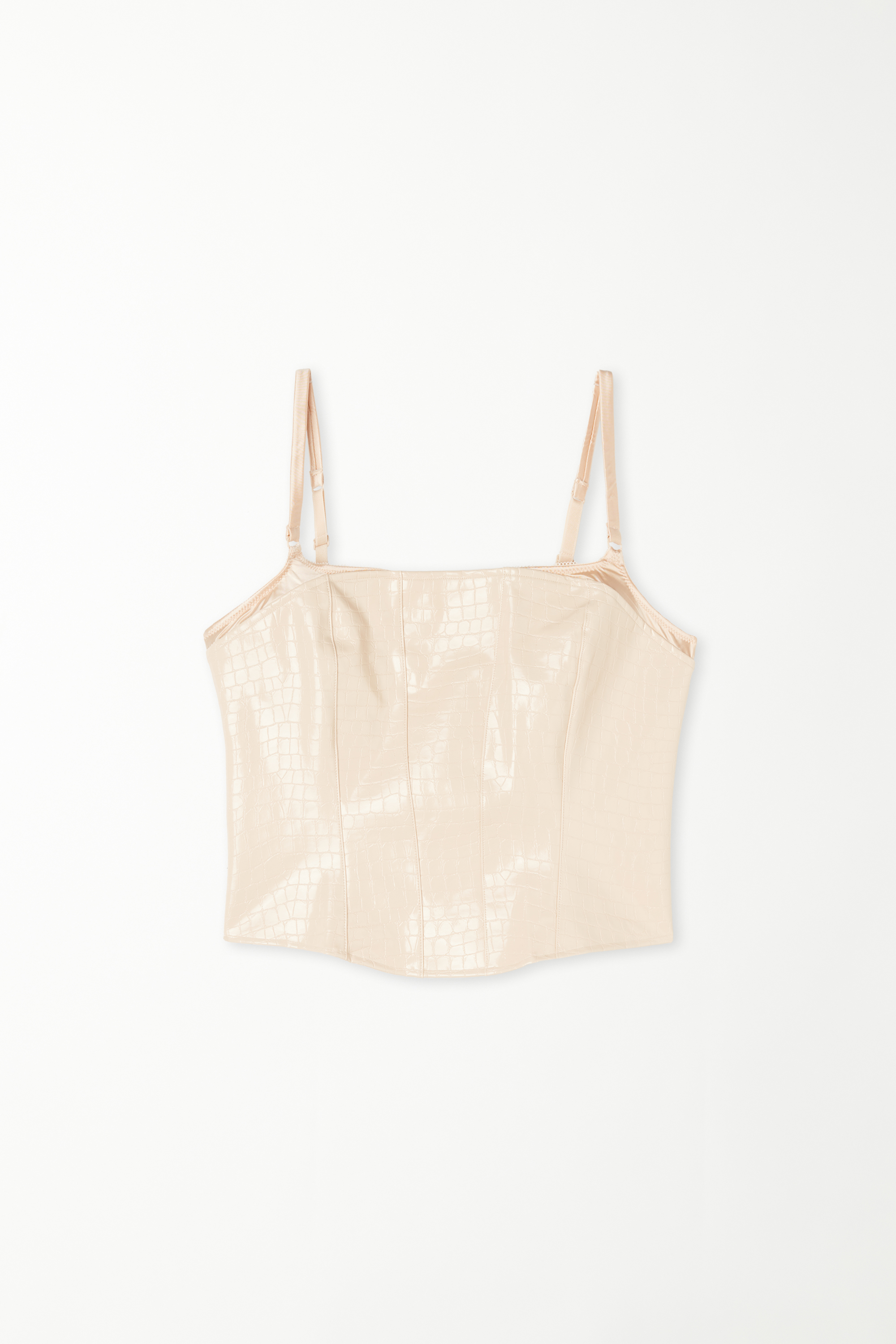 Croc Print Zip Crop Top