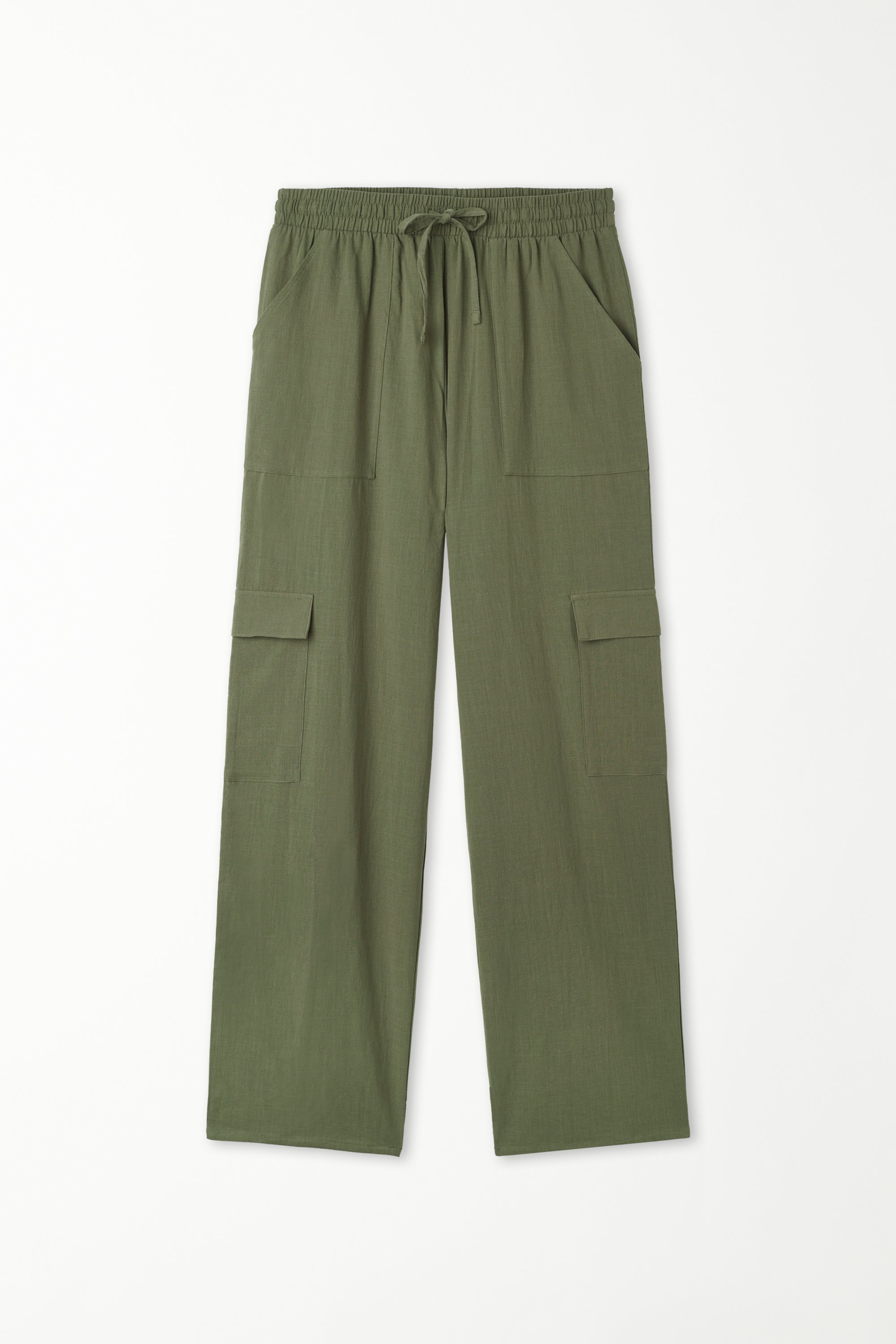 Pantaloni Lungi din Bumbac Super-Lejer 100% cu Buzunare Cargo