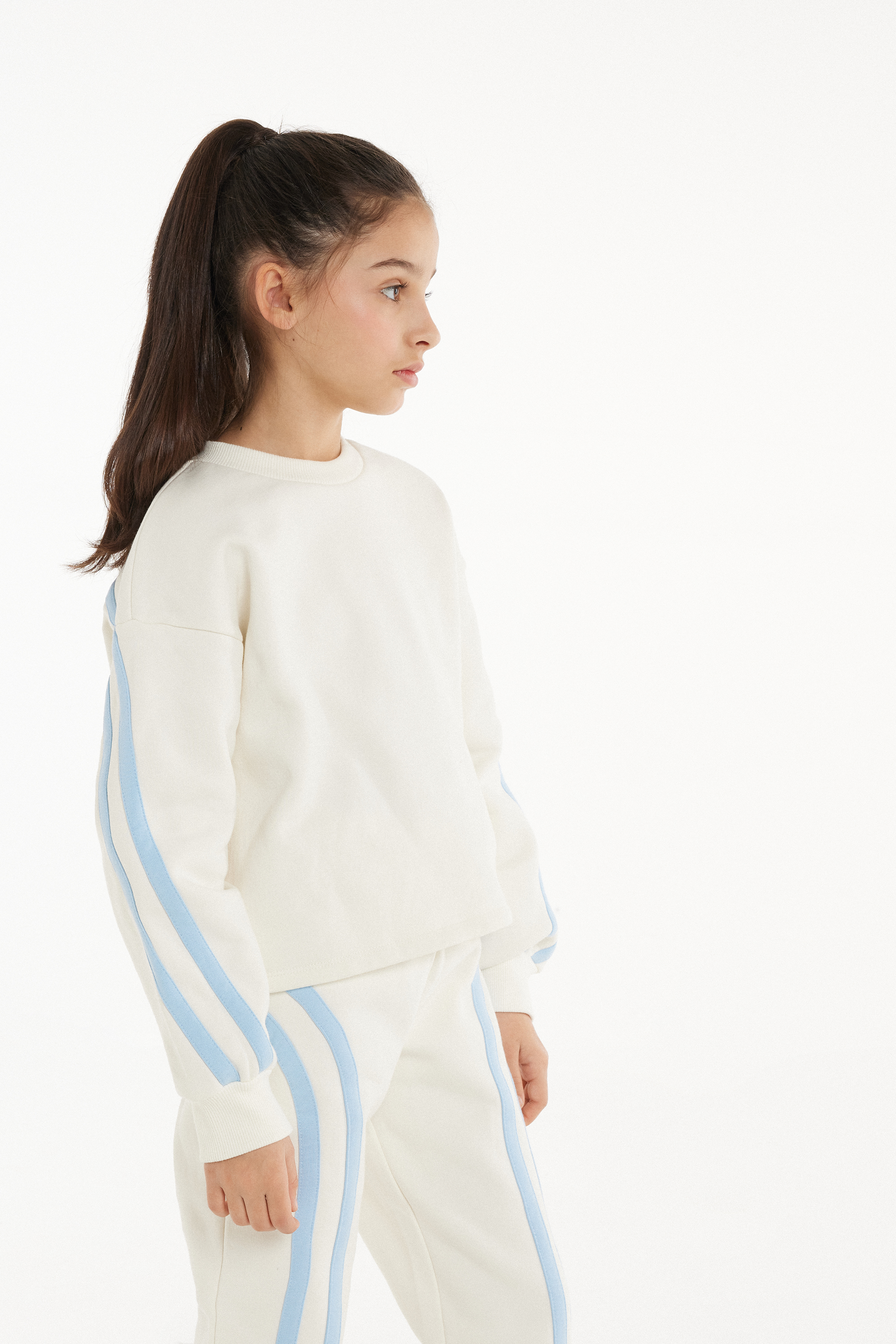 Thick Long-Sleeved Sweatshirt with Side Bands