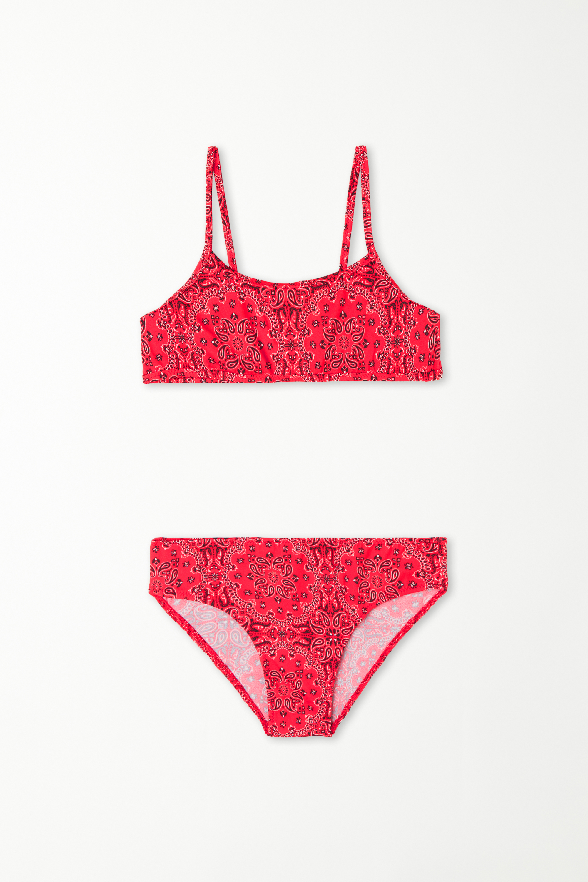 Girls’ Red Bandana Print Bralette Bikini Top and Bottoms
