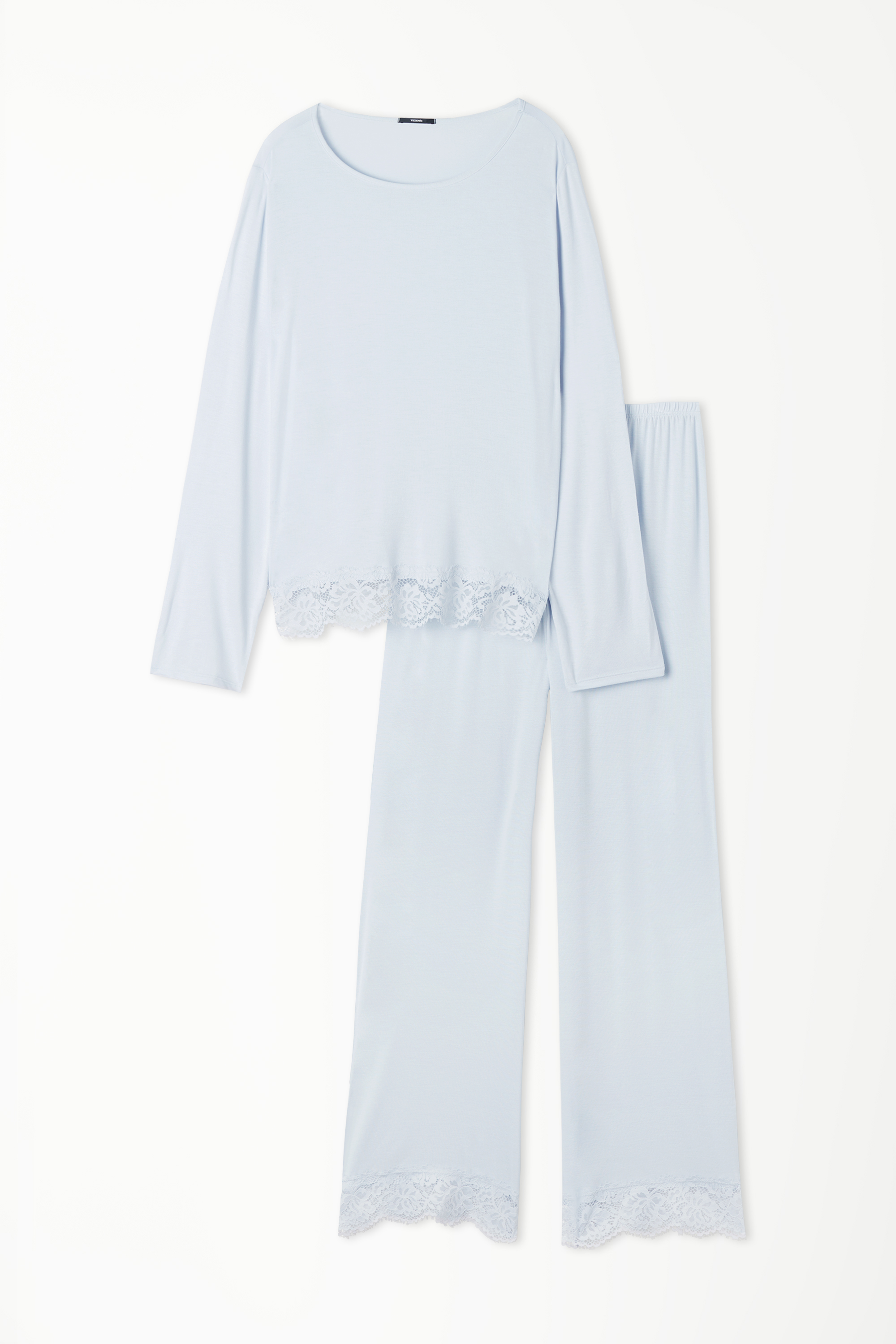 Long Viscose Pyjamas with Lace