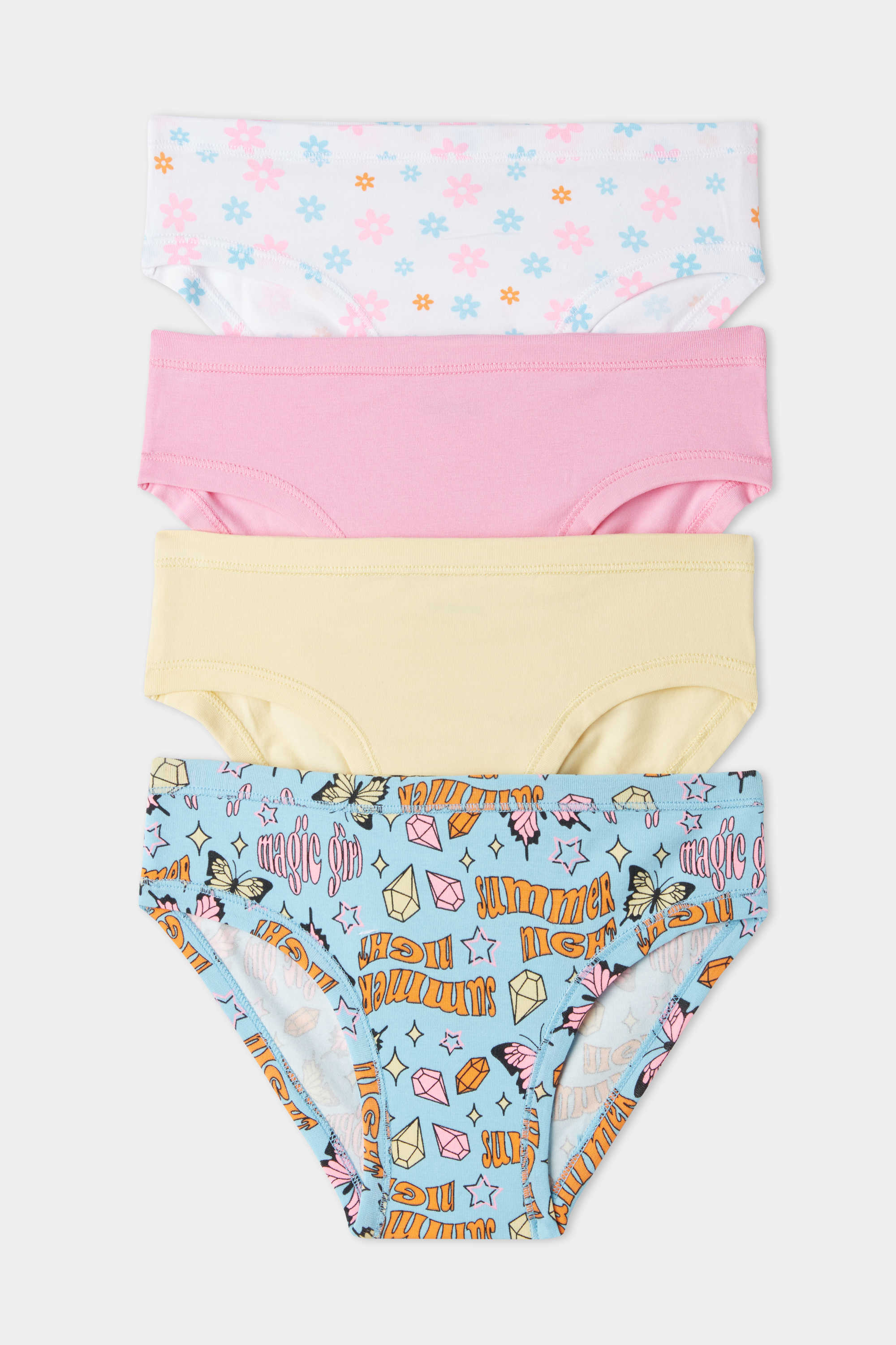 Pack 4 Slip en Coton avec Imprimé Fantaisie