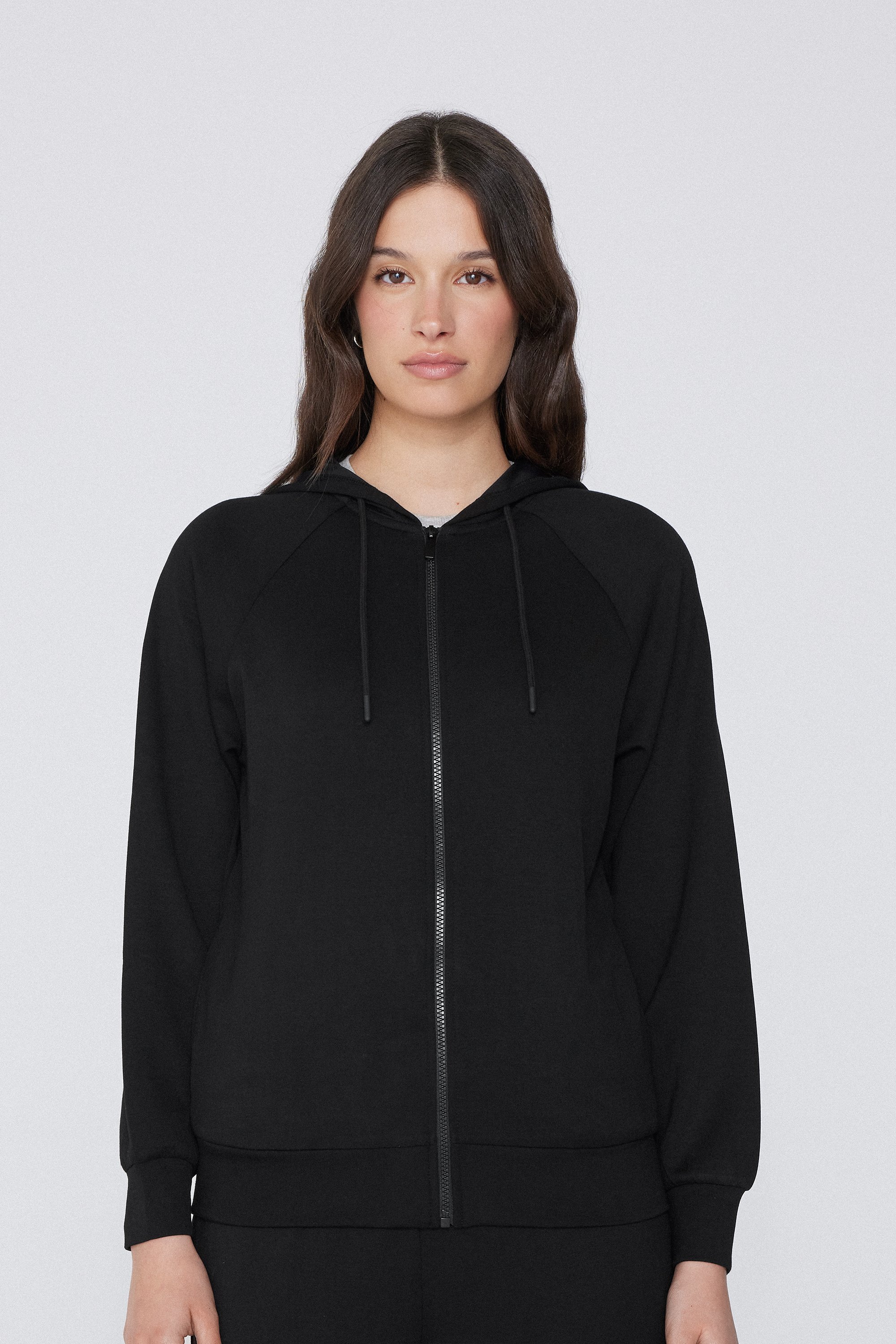 Sudadera de Viscosa Suave con Cremallera y Capucha