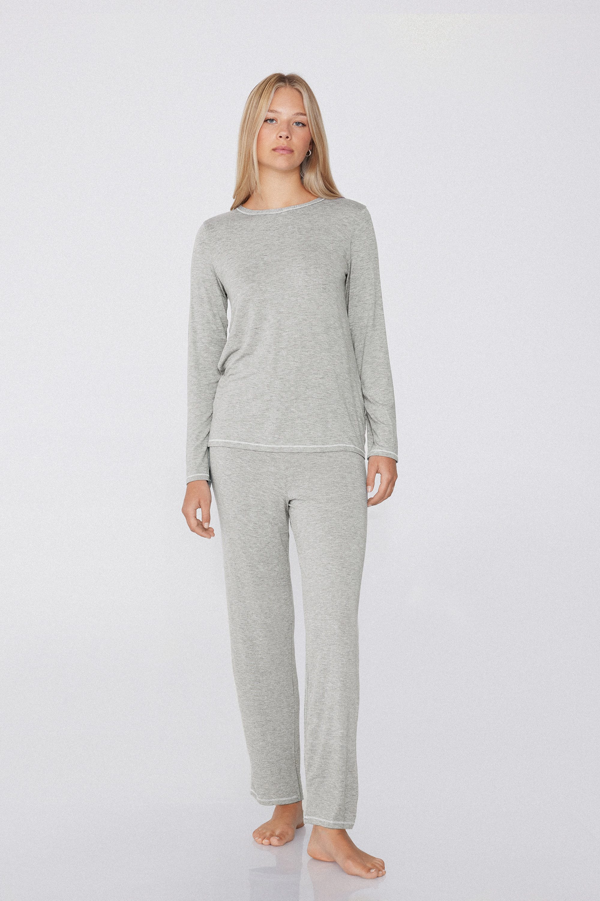 Basic Full-Length Viscose Pajamas - Long Pajamas - Women | Tezenis