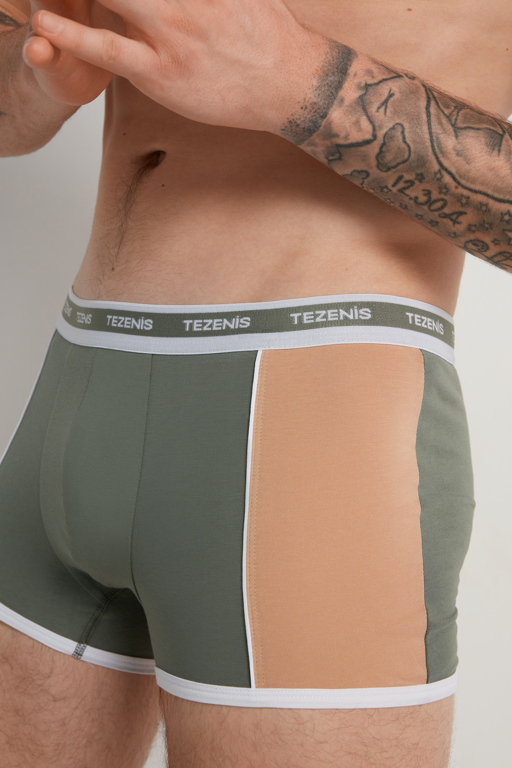 Two-Tone Cotton Boxers with Elasticated Logo Waistband