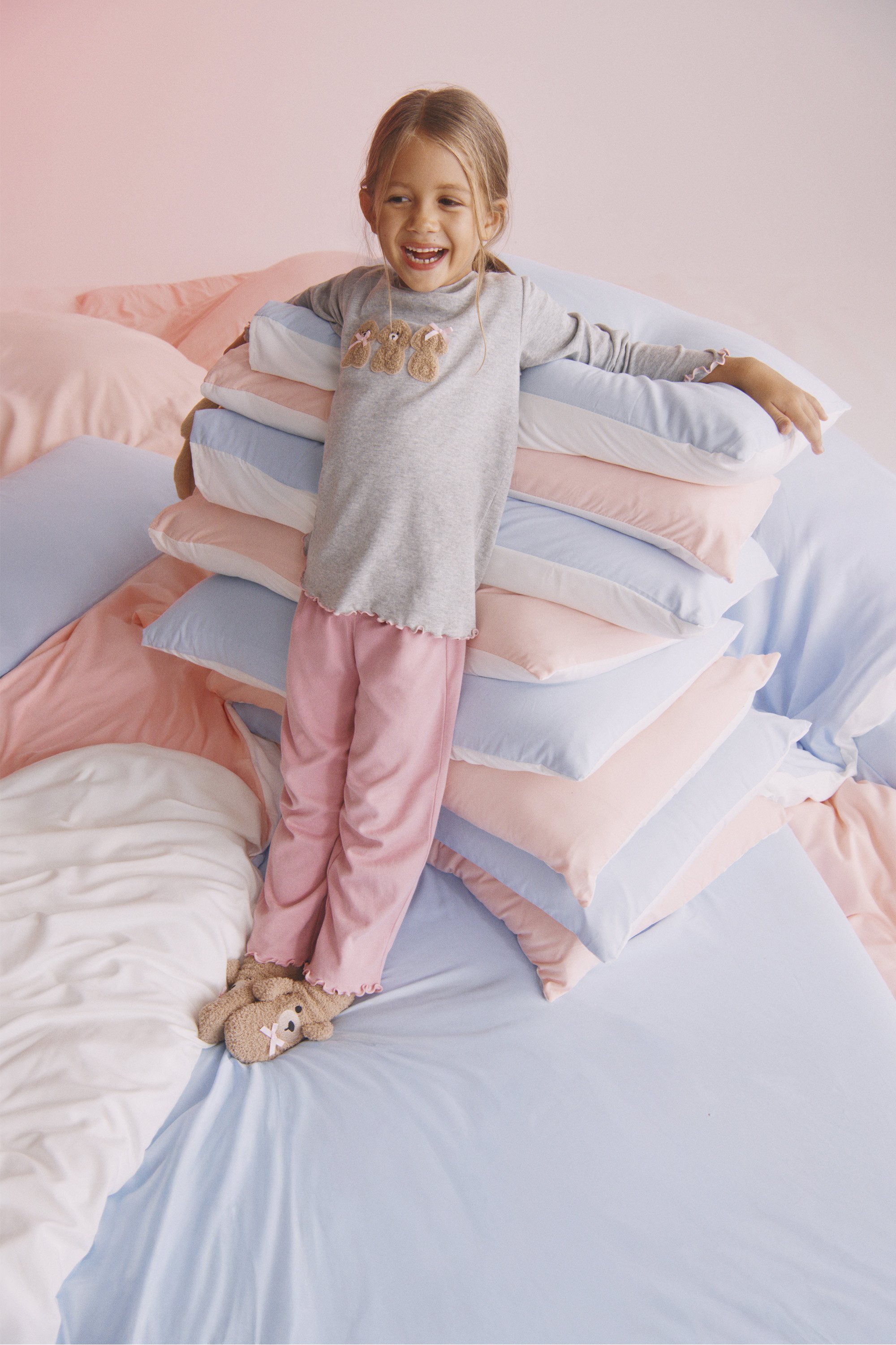 Girls’ Long Heavy Cotton Pyjamas with Dog Patch