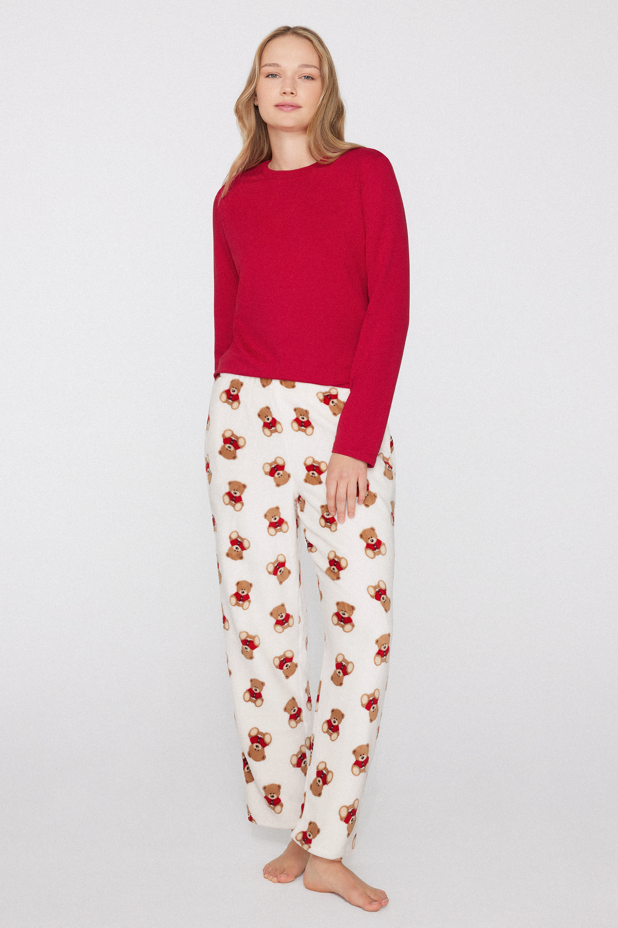 Lange Hose aus leichtem bedruckten Fleece