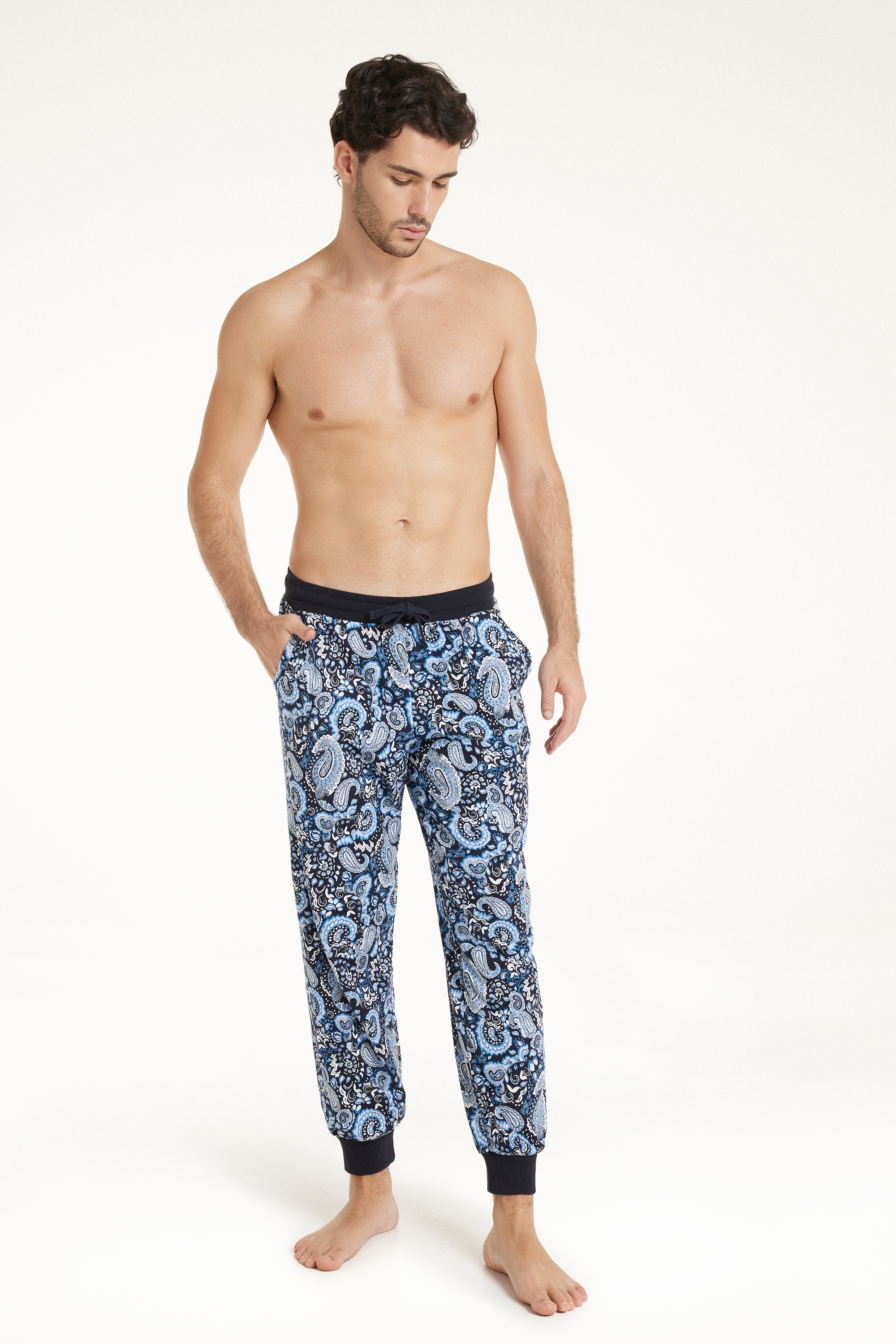 Long Cotton Sweatpants with Drawstring