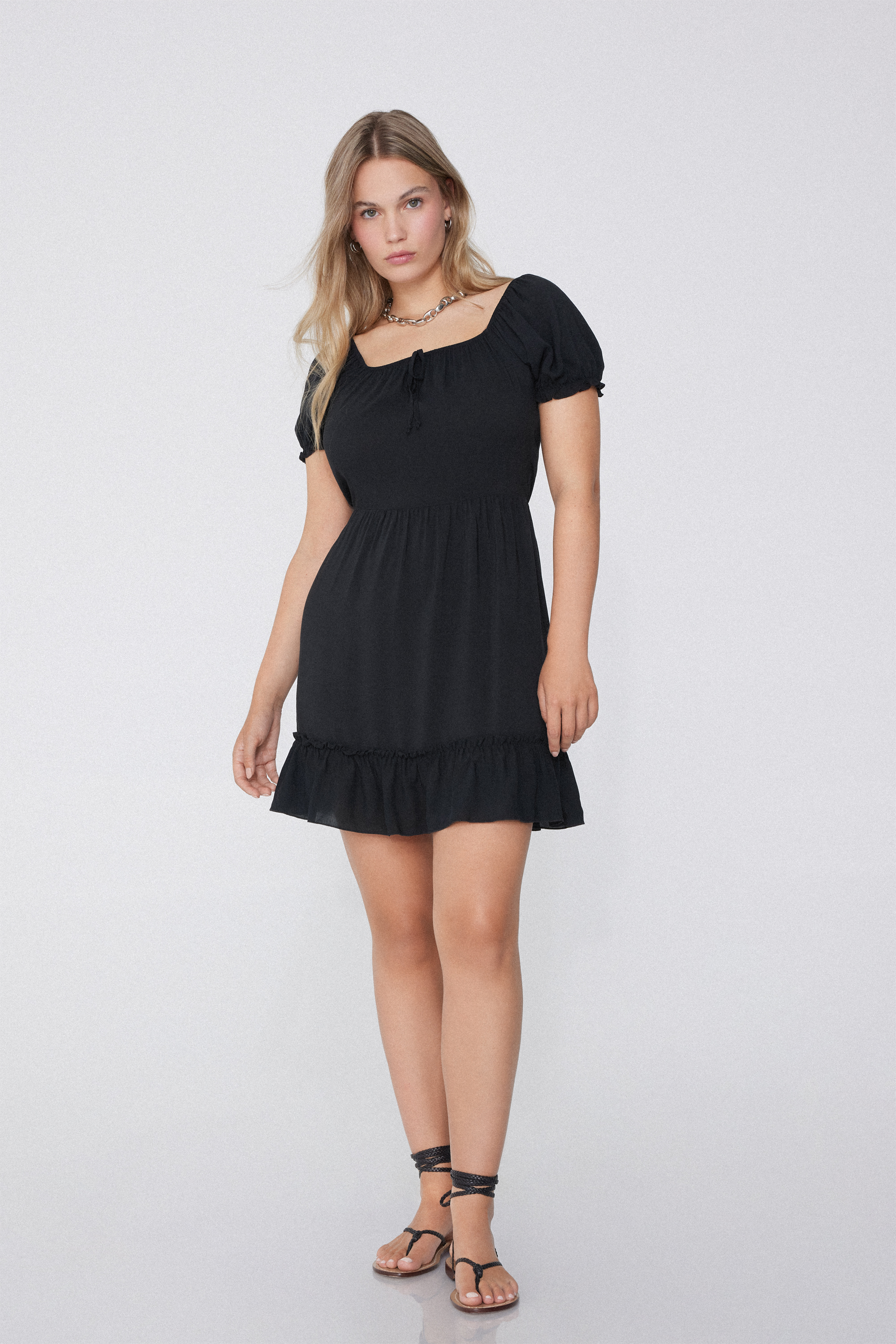 Half Sleeve Viscose Fabric Mini Dress