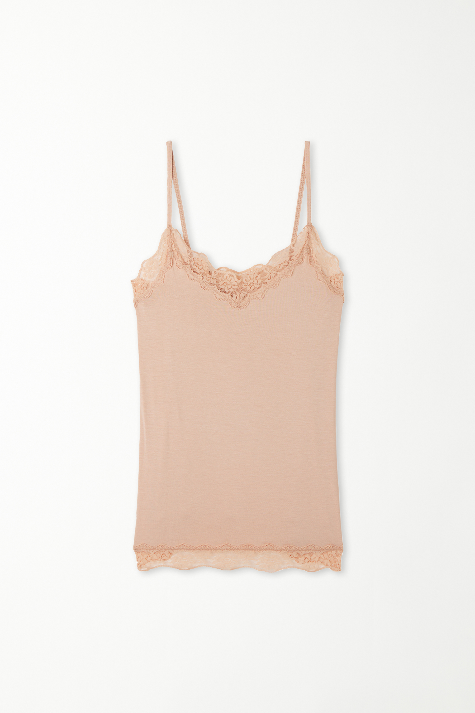 V-Neck Viscose Camisole with Lace