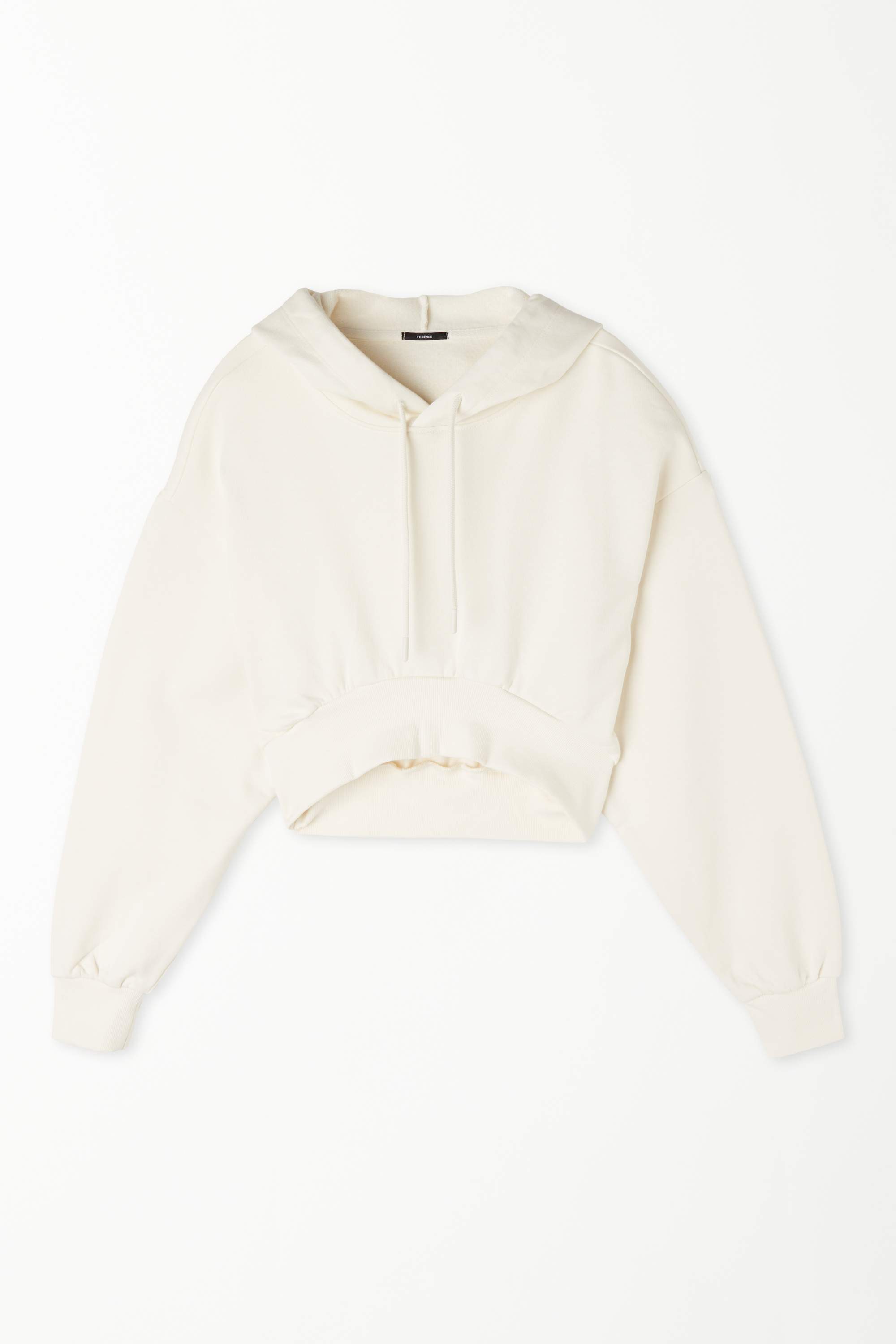Sudadera Corta Gruesa de Manga Larga con Capucha y Hombro Caído