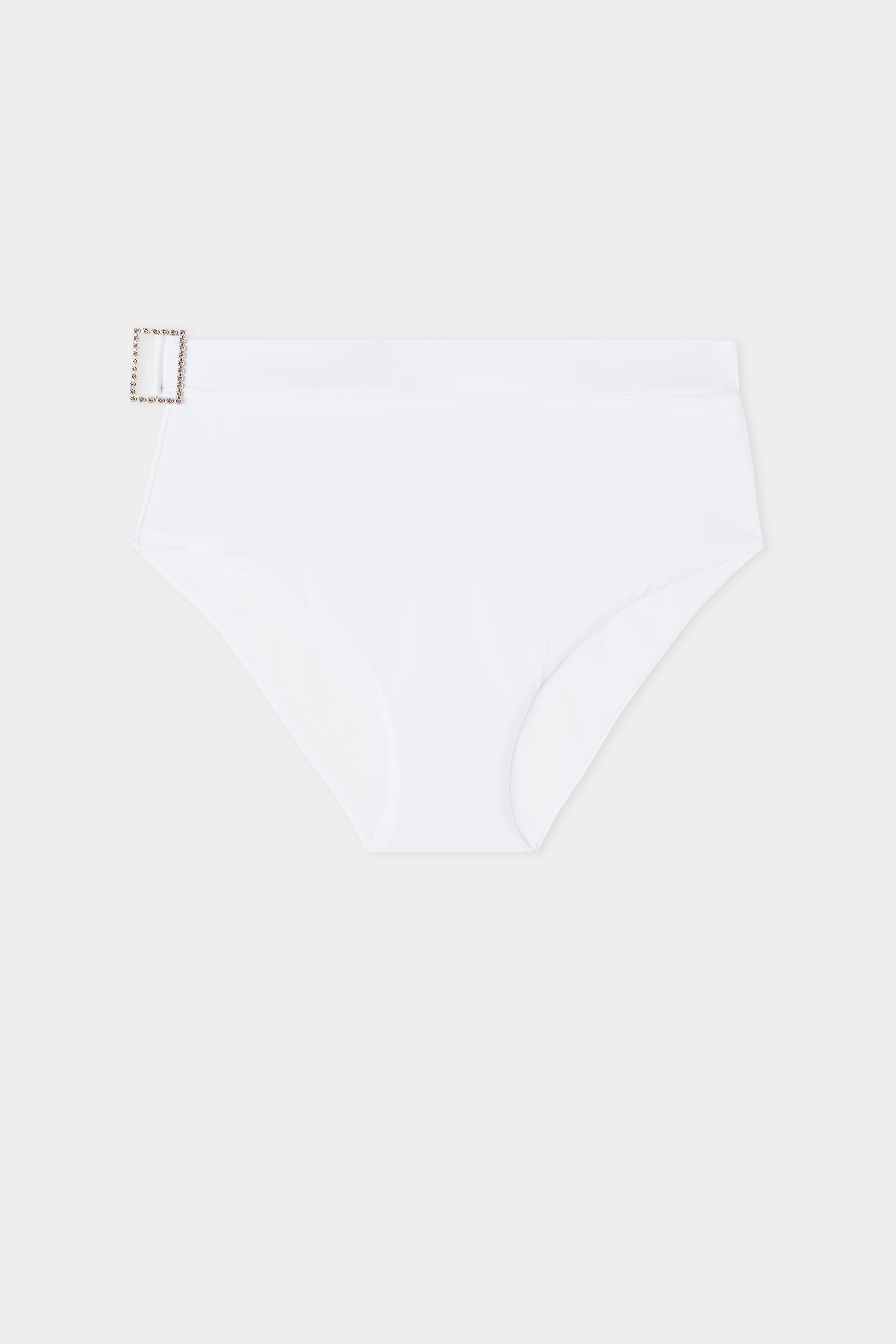 Crystal Buckle High-Waist Bikini Bottoms