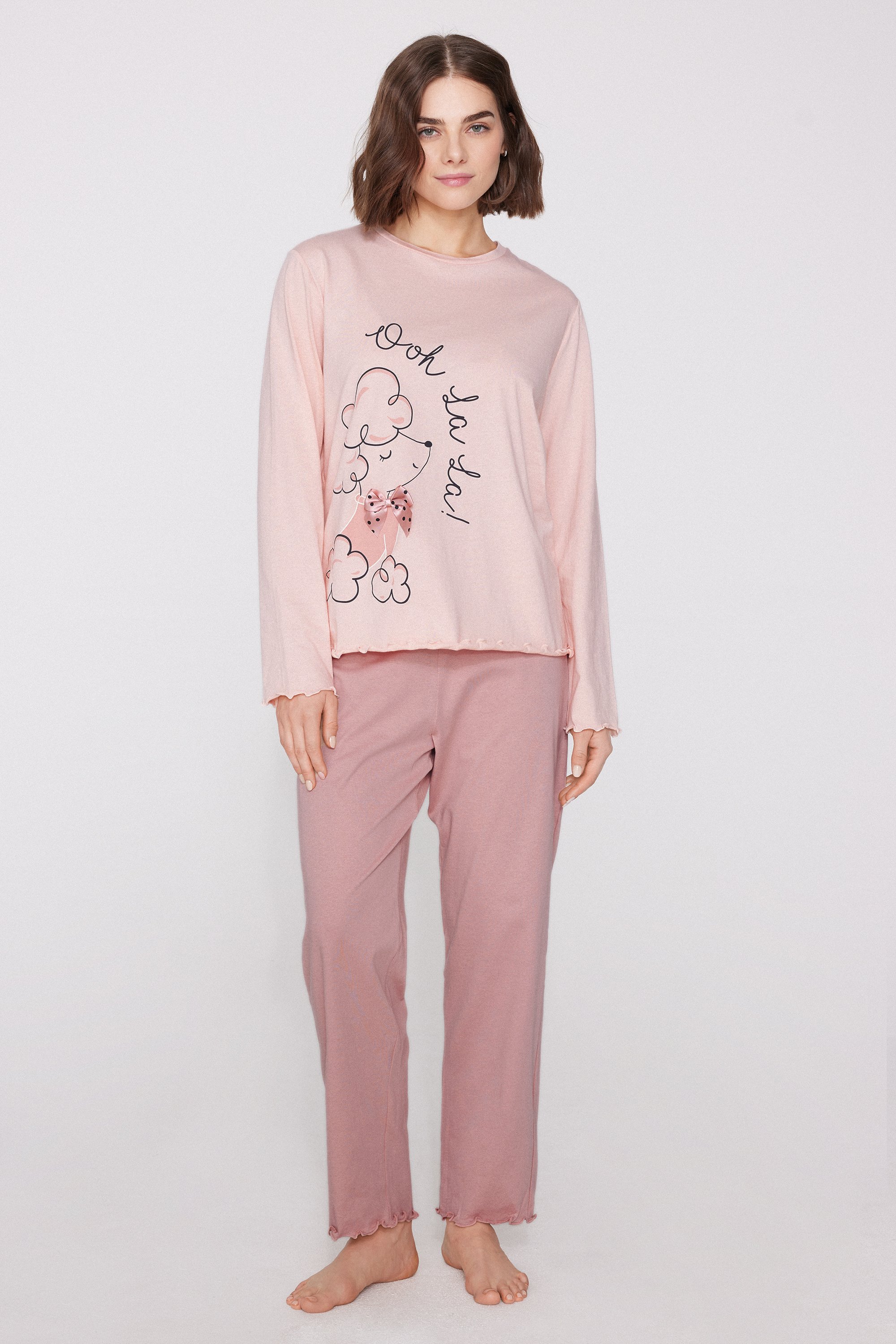 Pigiama Lungo in Cotone Stampa Cane