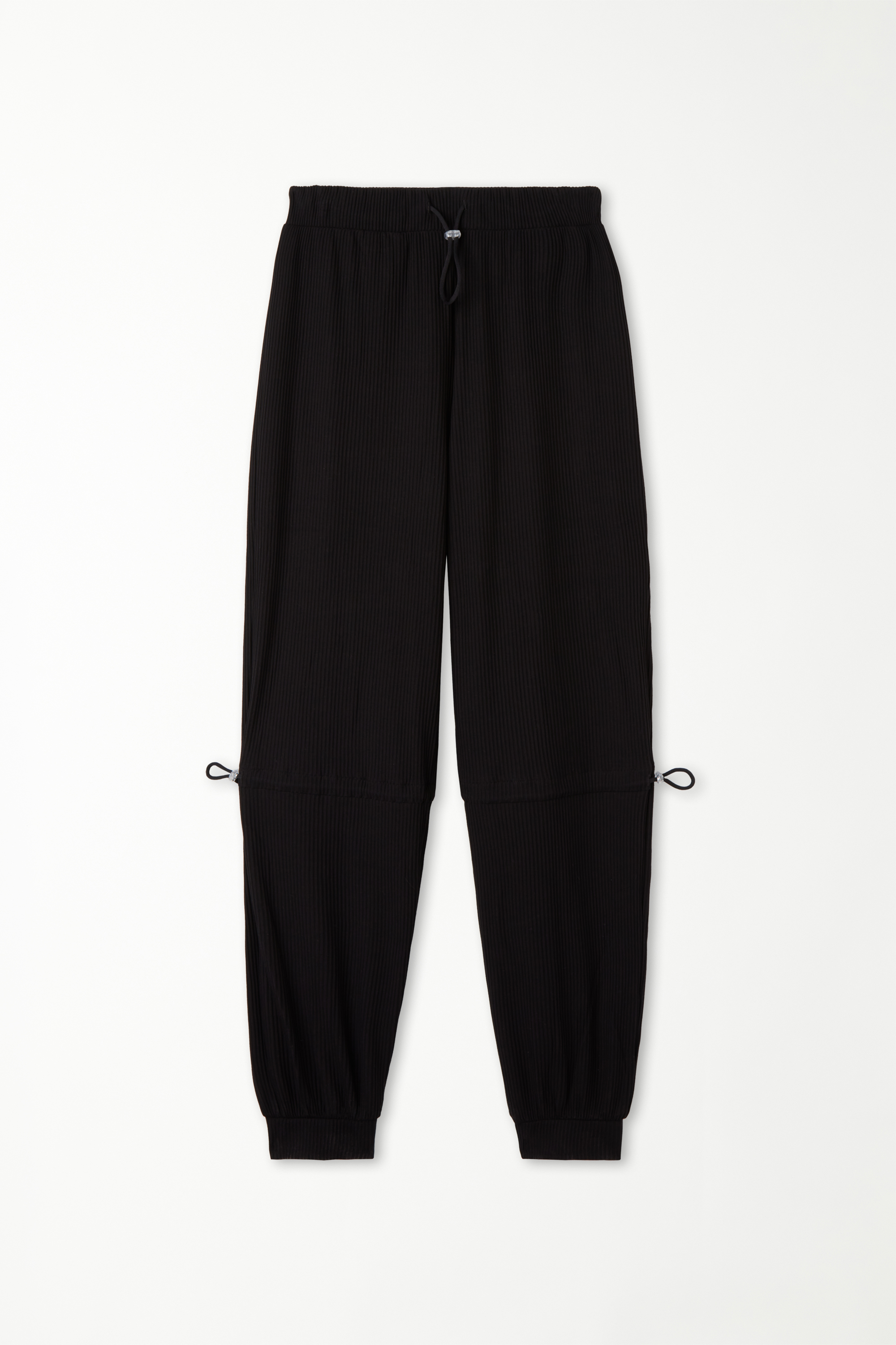 Ribbed Joggers with Adjustable Elastic Drawstrings
