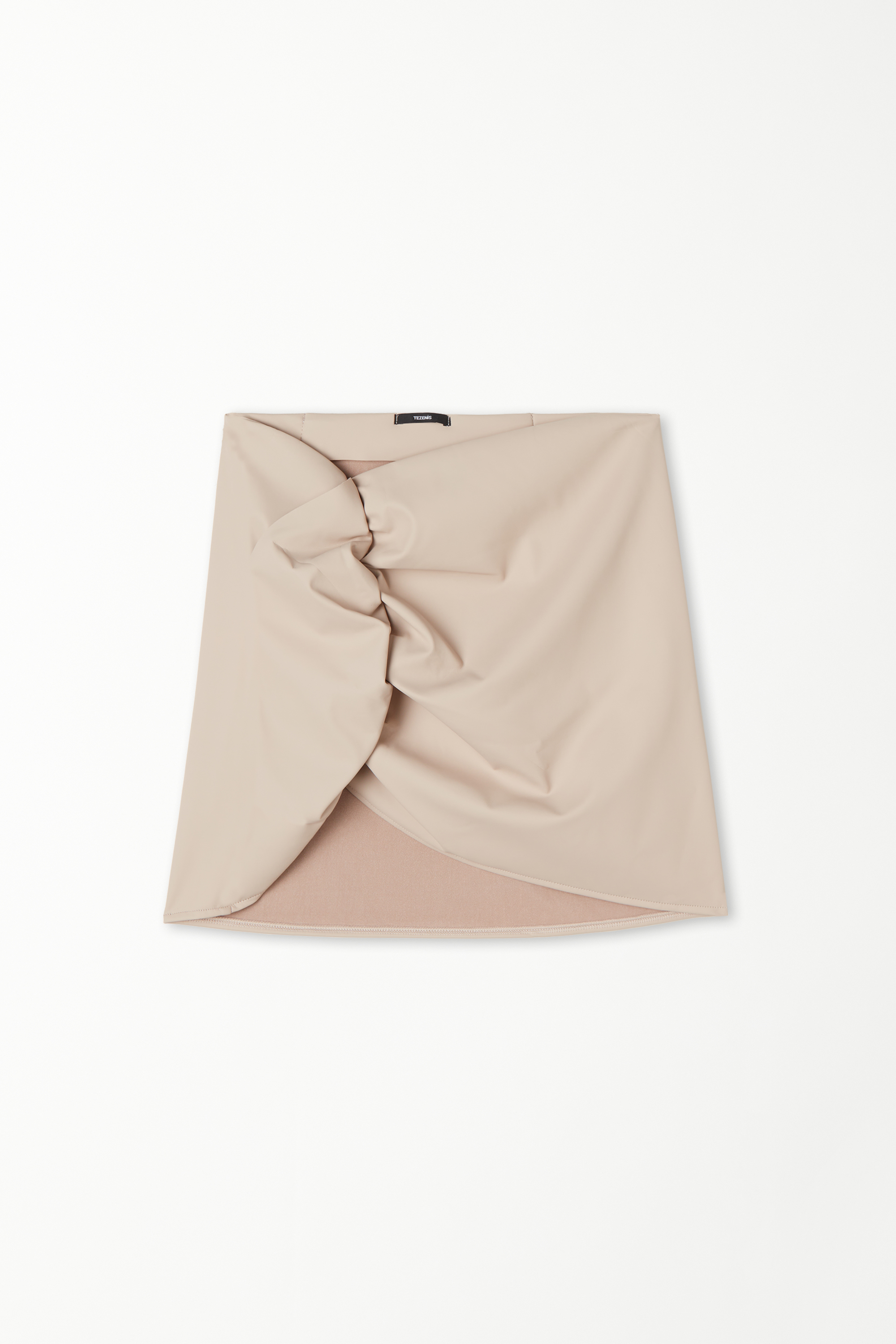 Opaque-Effect Coated Longuette Mini Skirt