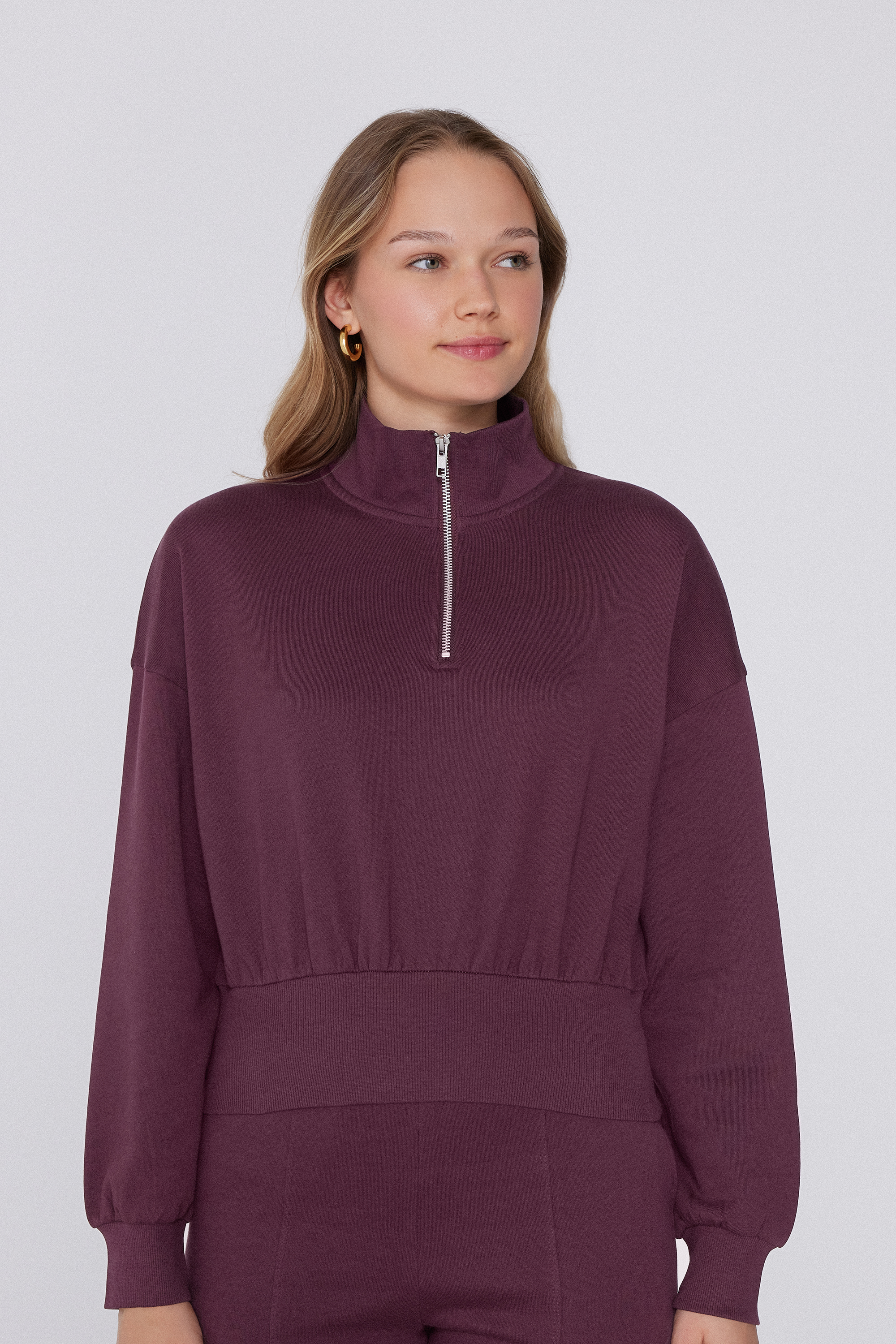 Cropped Zip-Up Sweatshirt