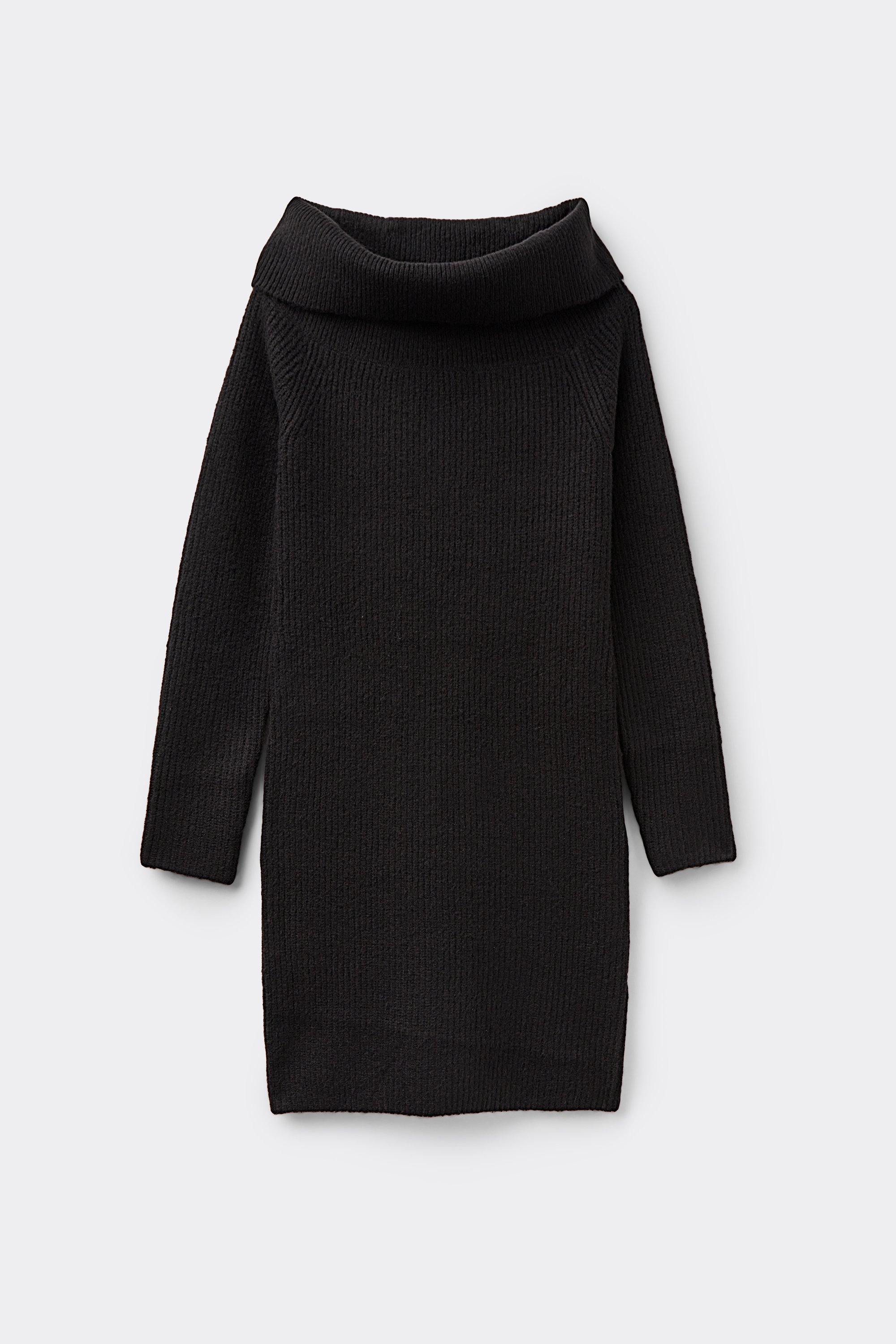 Midi Ruha Vastag Bordás Szövetből Kámzsa Nyakkal