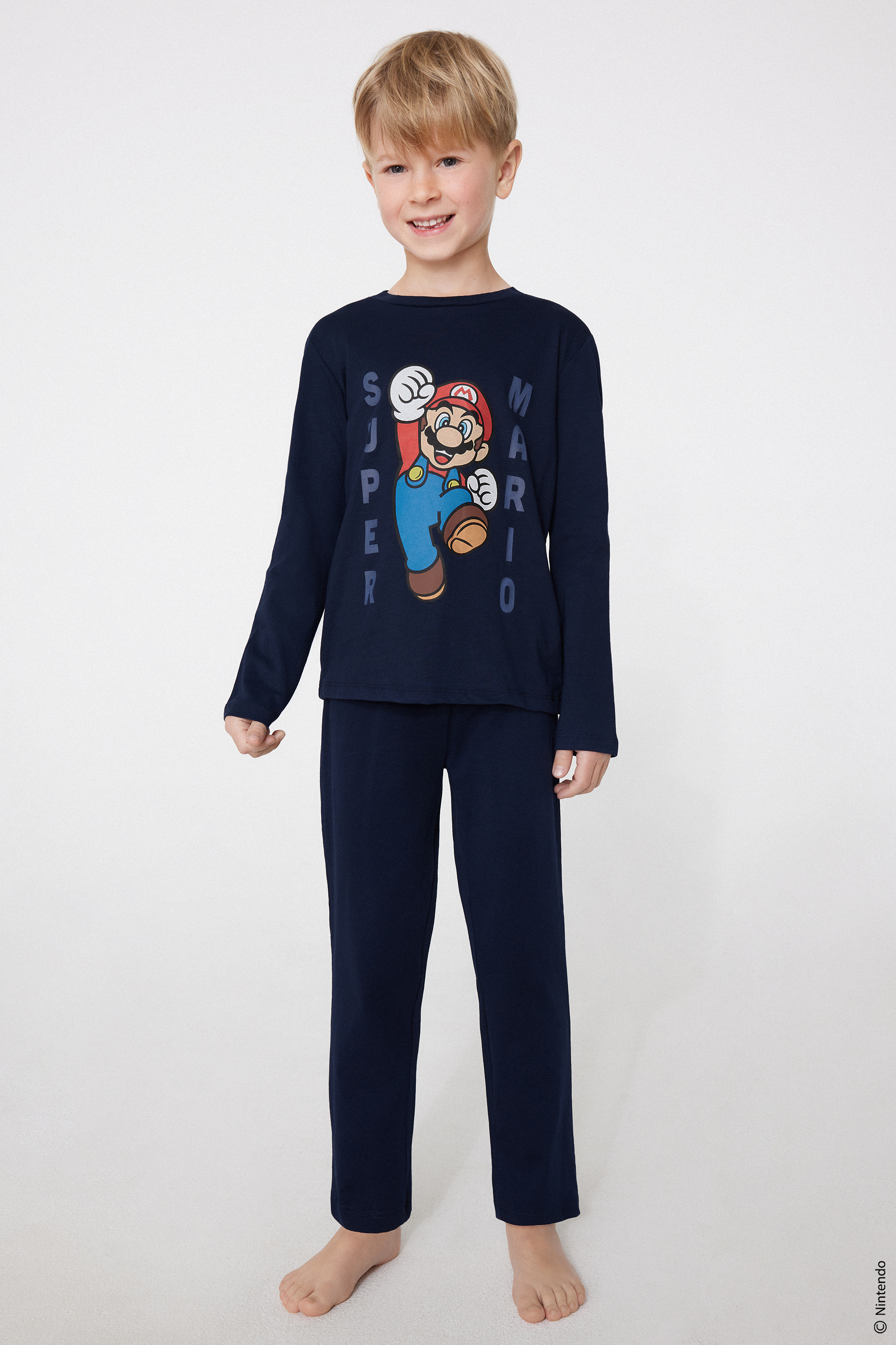 Pijama Largo de Algod&oacute;n con Estampado de Super Mario