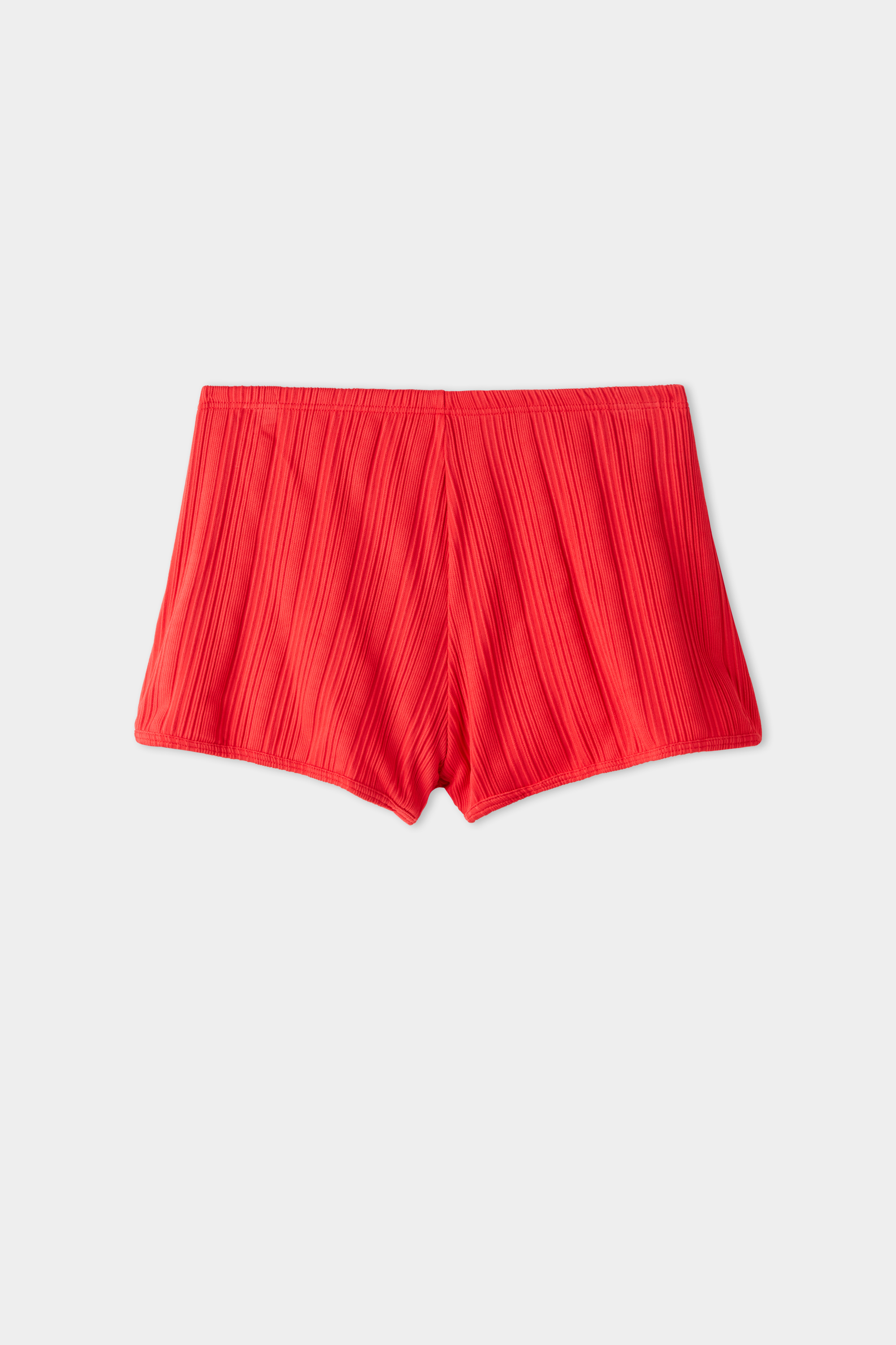 Red Recycled Ribbed French Cut Bikini Bottoms with High Waist
