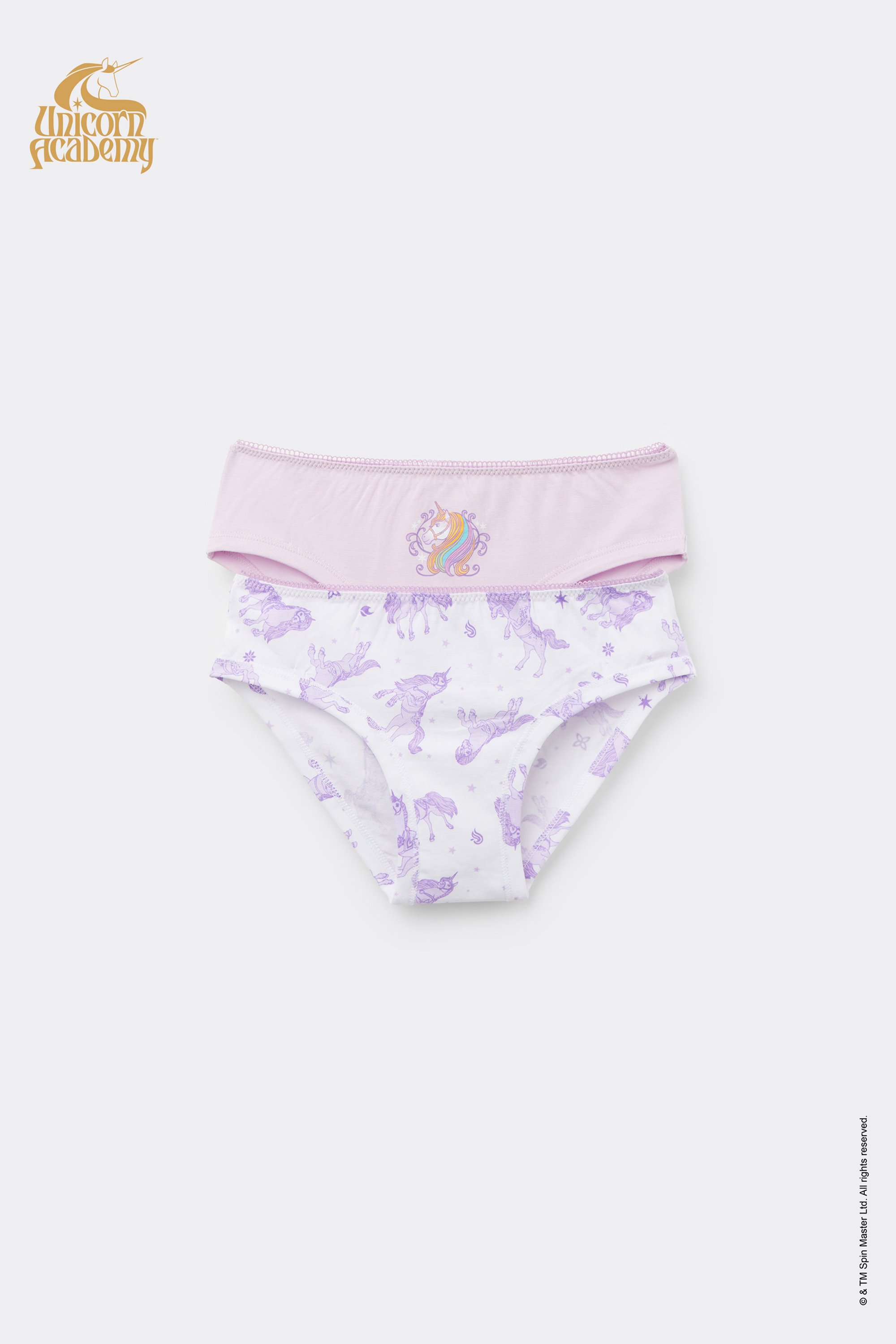 2 Slips f&uuml;r M&auml;dchen aus Baumwolle Unicorn Academy