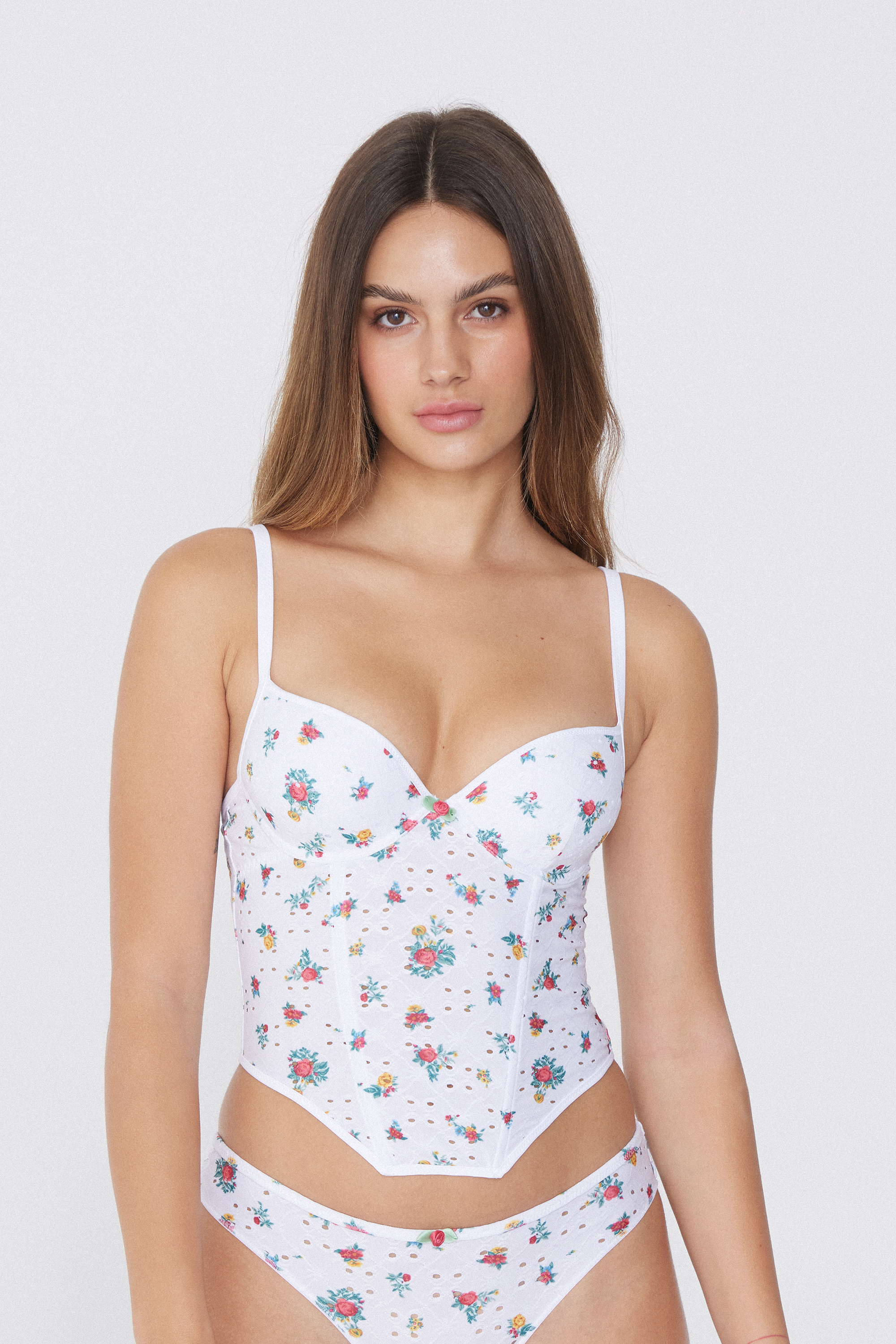 Figure Form Foiled Bandage Crystal Embellished Corset Top