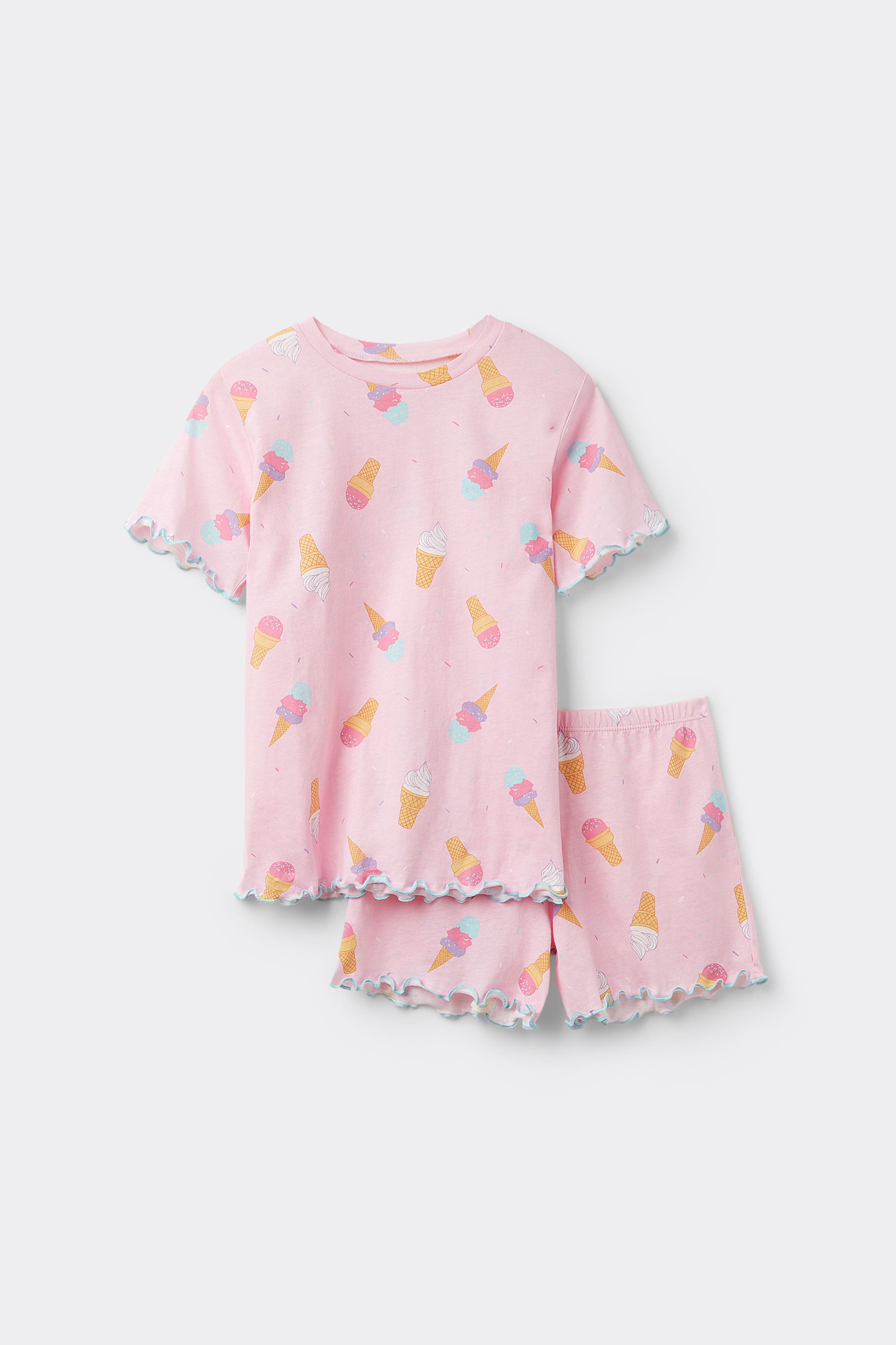 Pigiama Corto Cotone Stampa Gelati Bimba