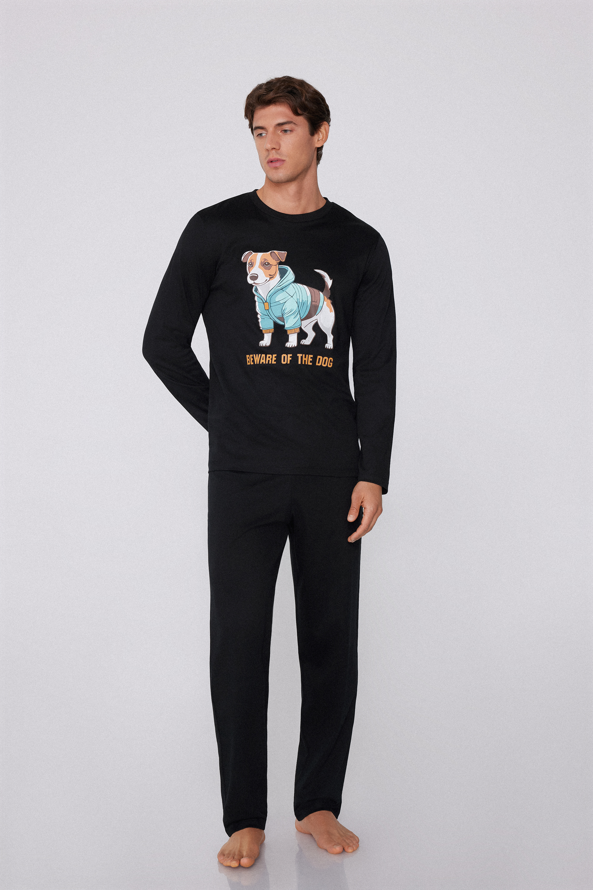 Pigiama Lungo Cotone Stampa Jack Russel